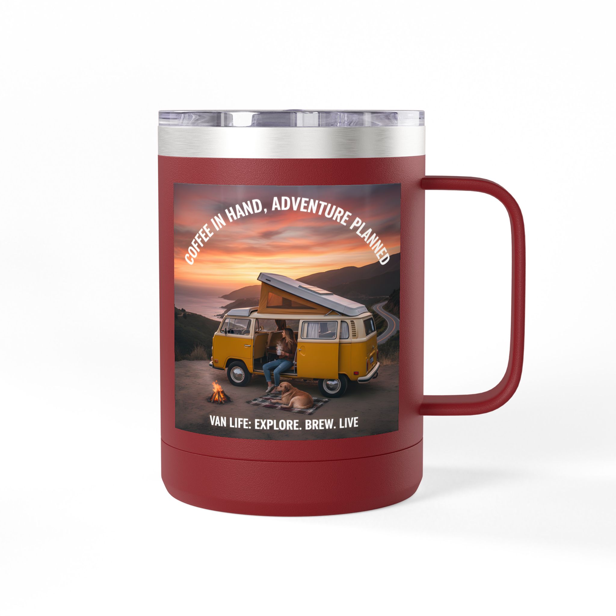 Coffee Mug Tumbler, 15oz — "Coffee in Hand, Adventure Planned"