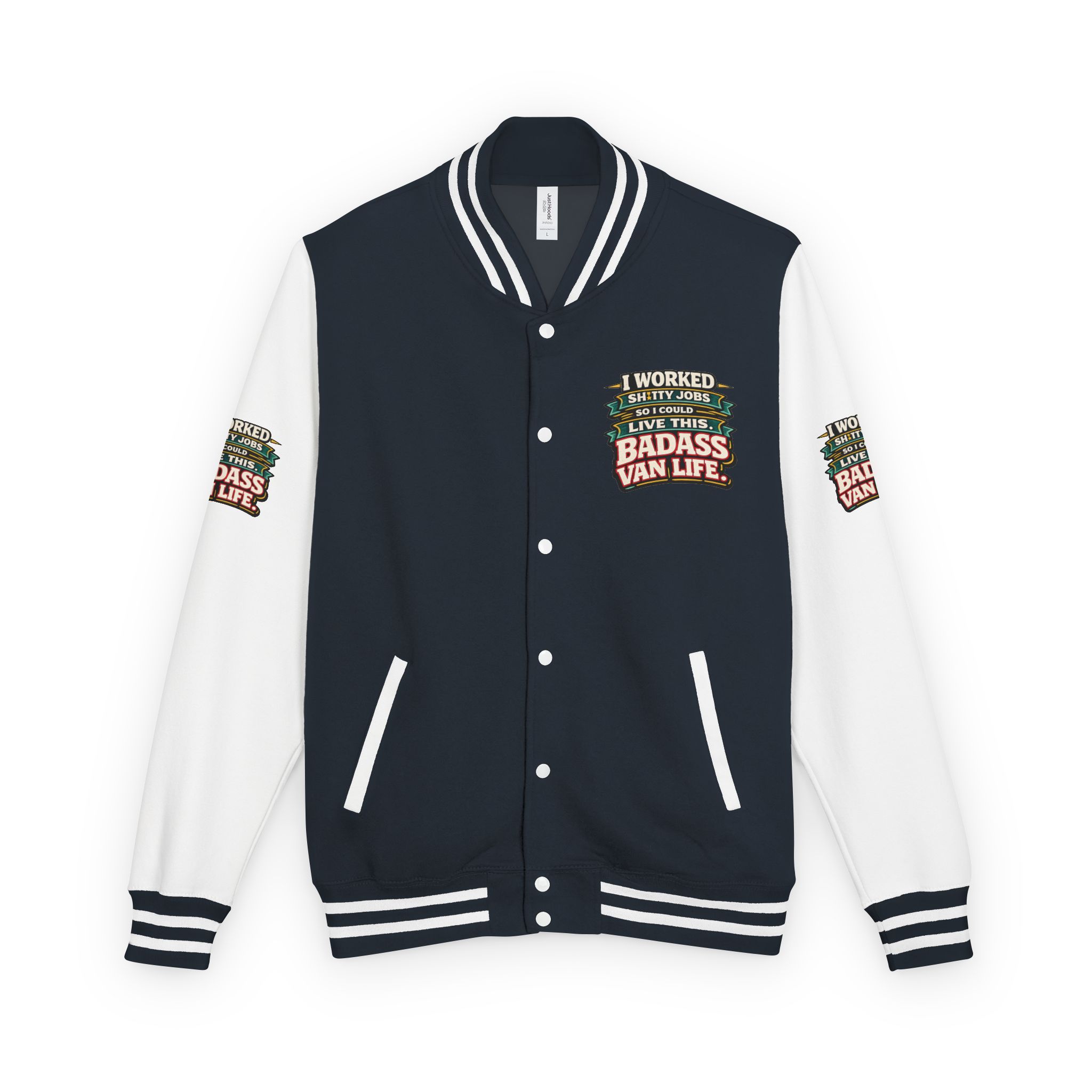 Unisex Heavyweight Letterman Jacket — "I Worked Shitty Jobs" Design F**K-Line
