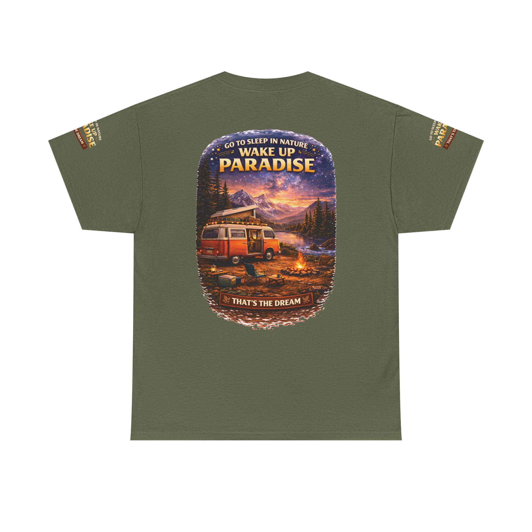 Unisex Heavy Cotton Tee — "Go Sleep In Nature" Design Scenic-Line
