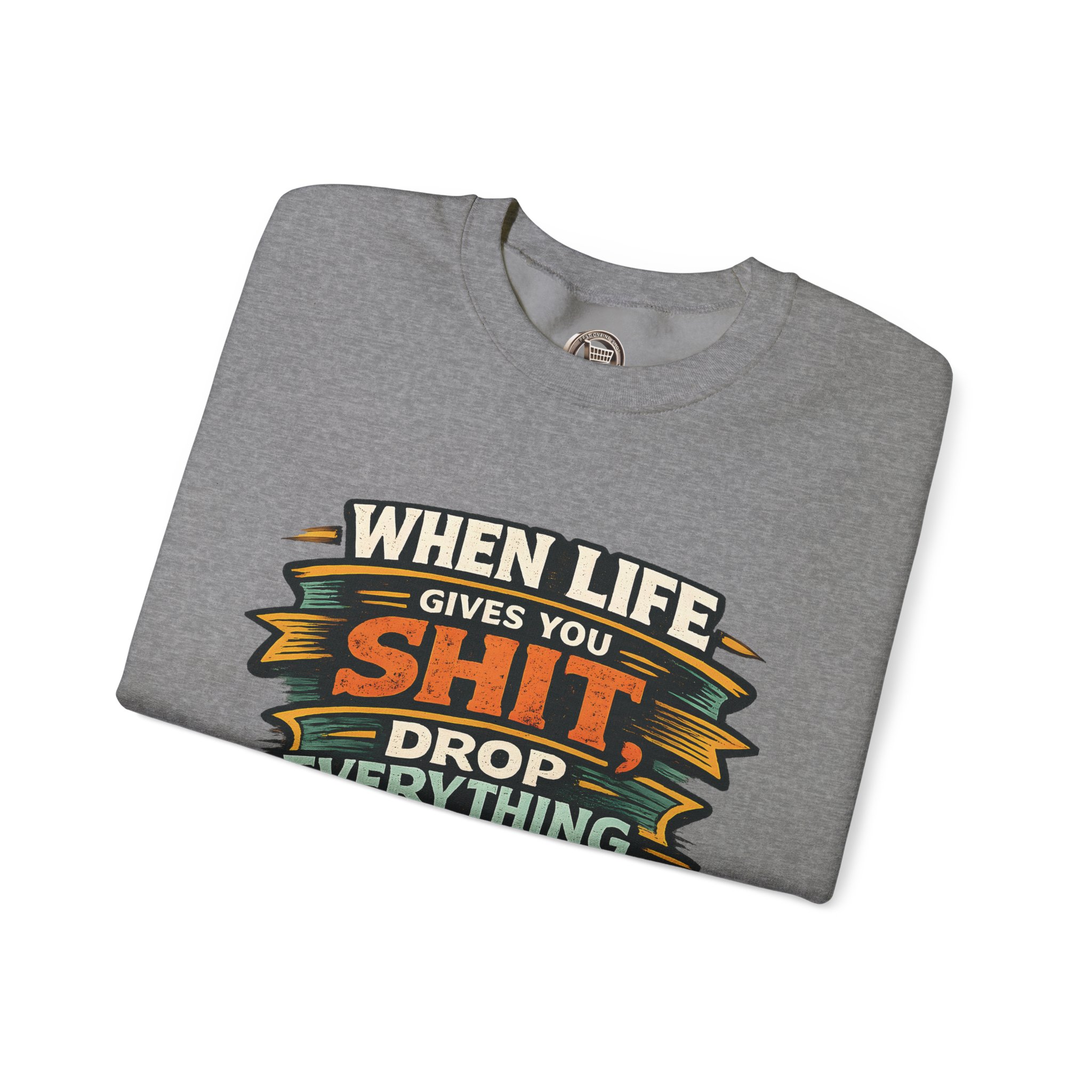 Unisex Heavy Blend™ Crewneck Sweatshirt — "When Live Gives You Shit" Design F**K-Line