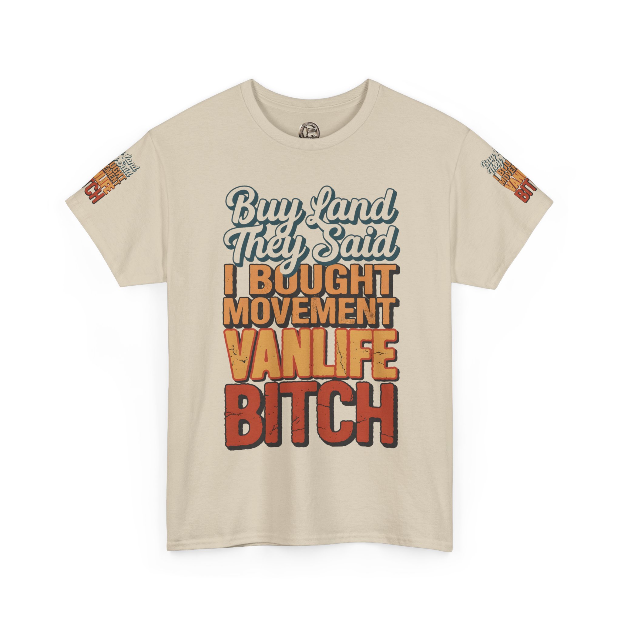 Unisex Heavy Cotton Tee — "Buy Land They Said" Design F**K-Line