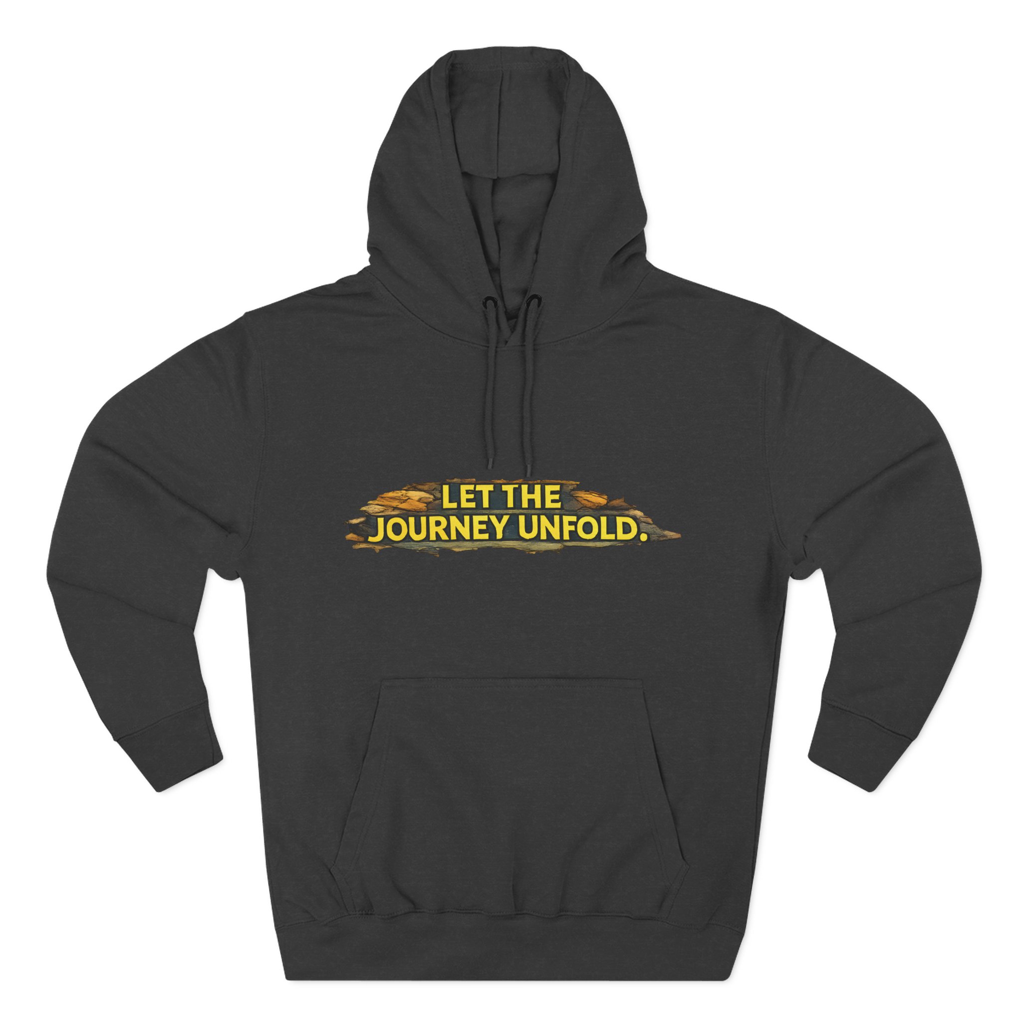 Three-Panel Fleece Hoodie - "Let The Journey Unfold" Design Cubic-Line