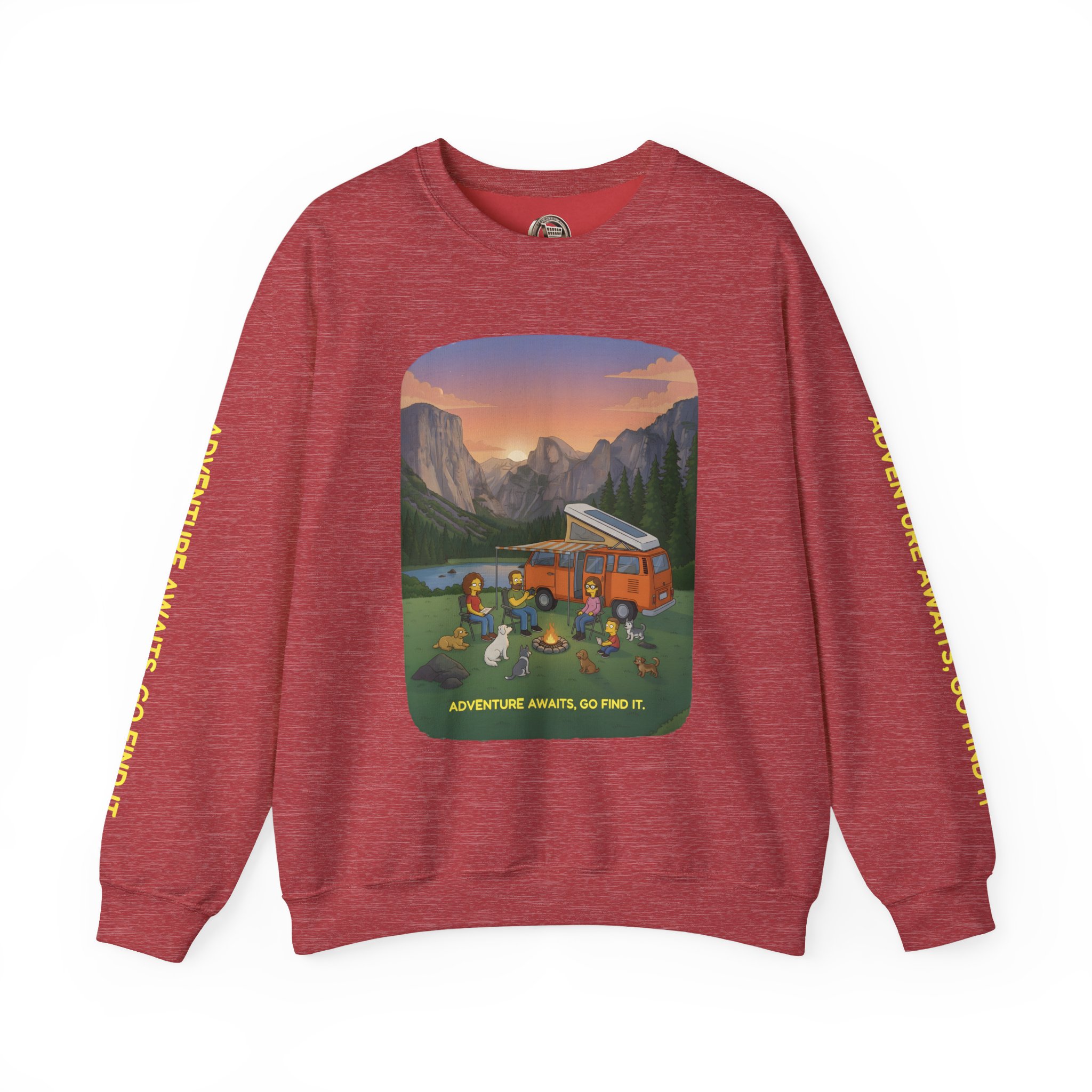 Unisex Heavy Blend™ Crewneck Sweatshirt — "Adventure Awaits-Go Find It"" Design Sitcom-Line