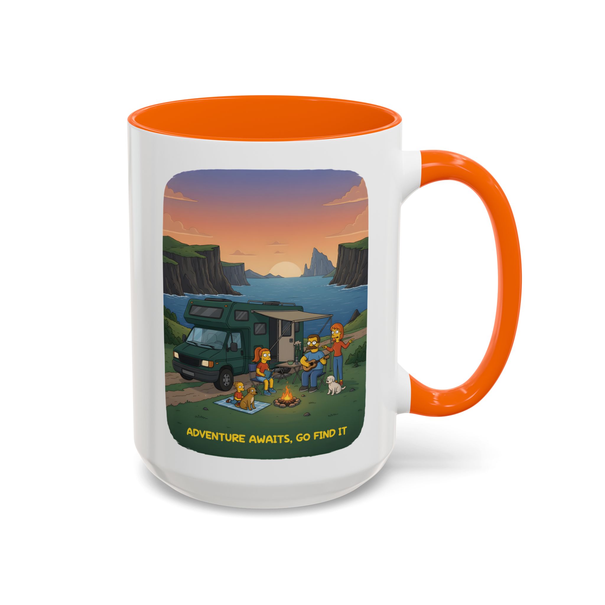 Accent Coffee Mug (11, 15oz) — "Adventure Awaits-Go Find It"" Design Sitcom-Line