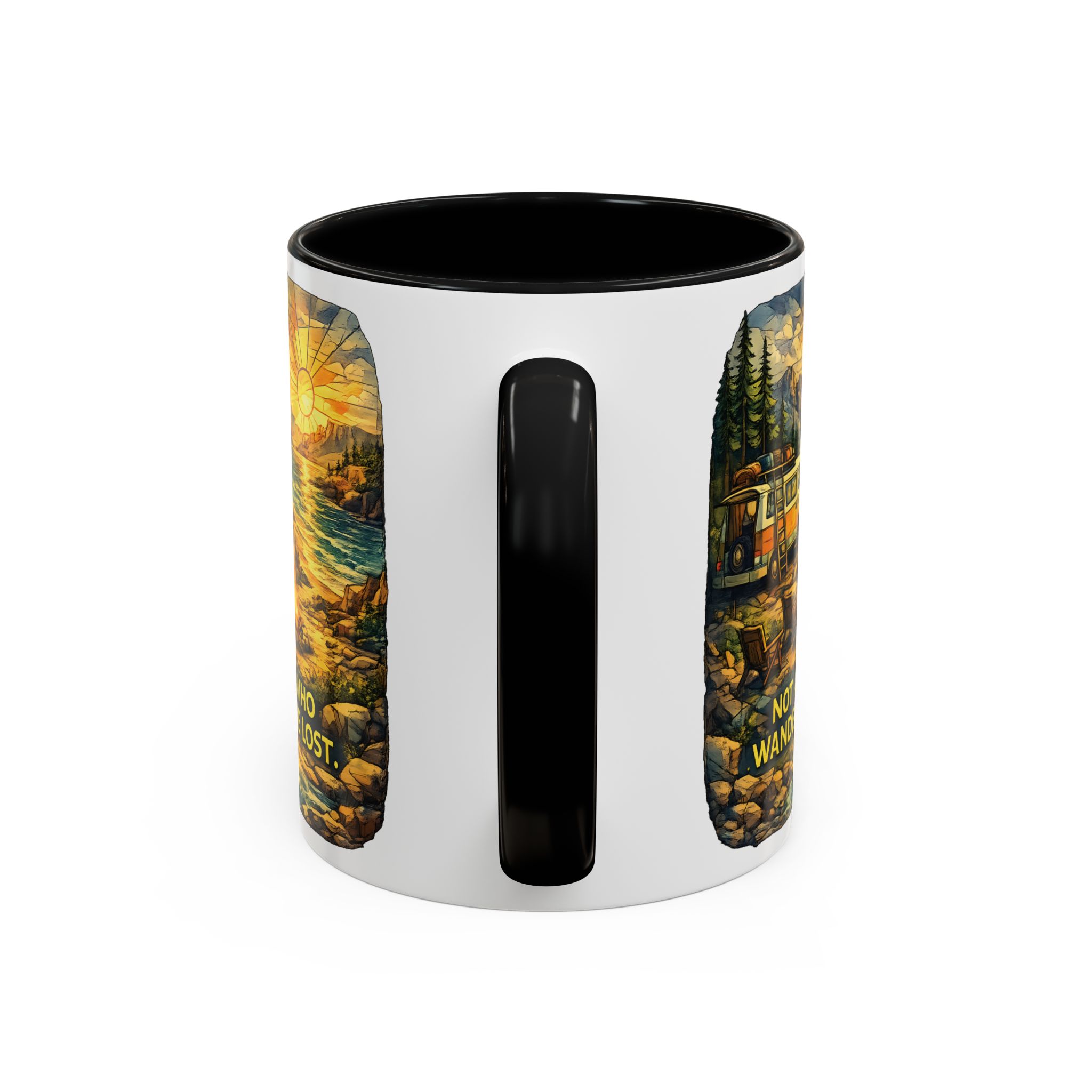 527396469918097323_2048.jpeg Accent Coffee Mug (11, 15oz) — "Not All Who Wander Are Lost" Design Cubic-Line