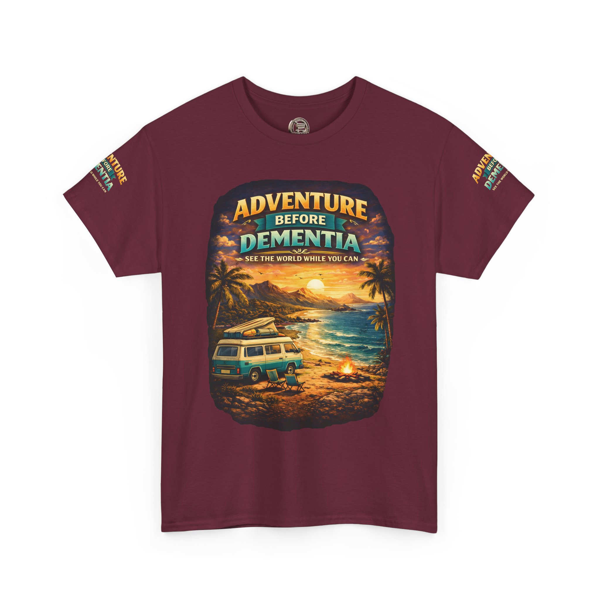 Unisex Heavy Cotton Tee — "Adventure Before Dementia" Design Scenic-Line