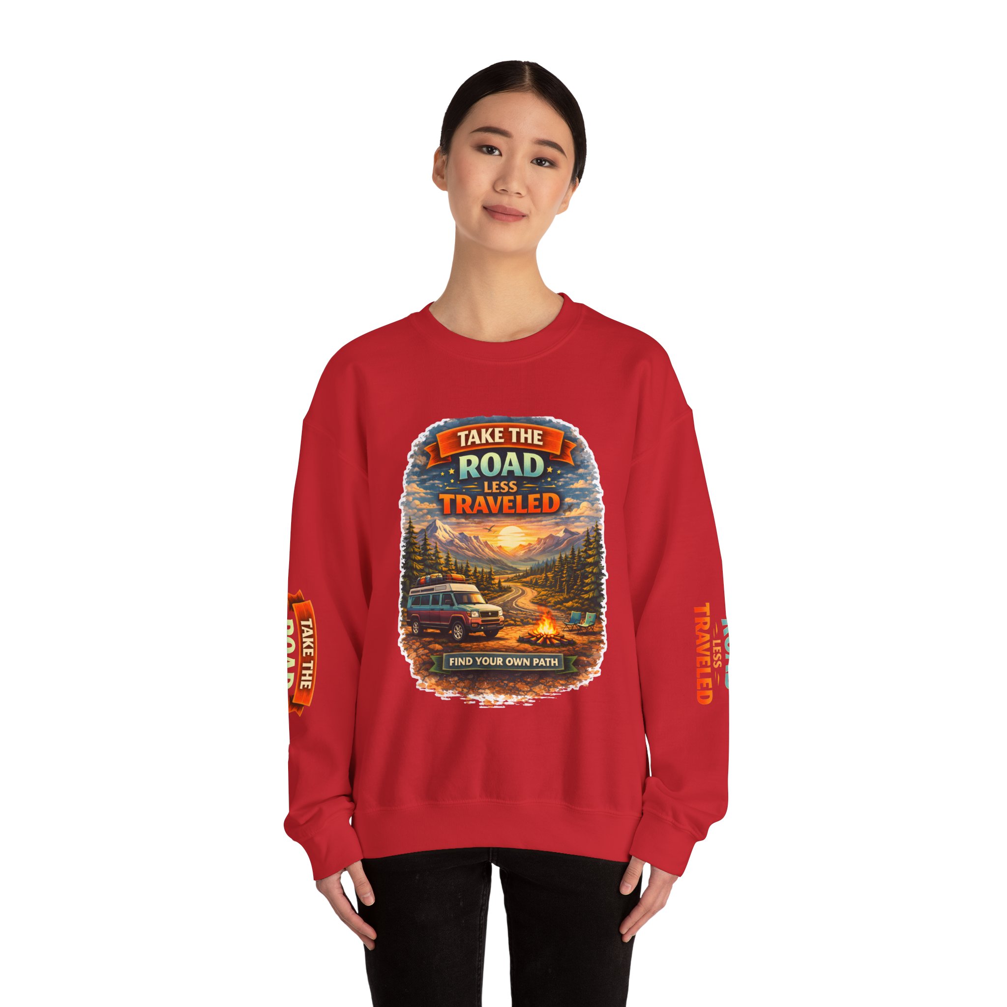 5279009750101549081_2048.jpeg Unisex Heavy Blend™ Crewneck Sweatshirt — "Take The Road Less Traveled" Design Scenic-Line