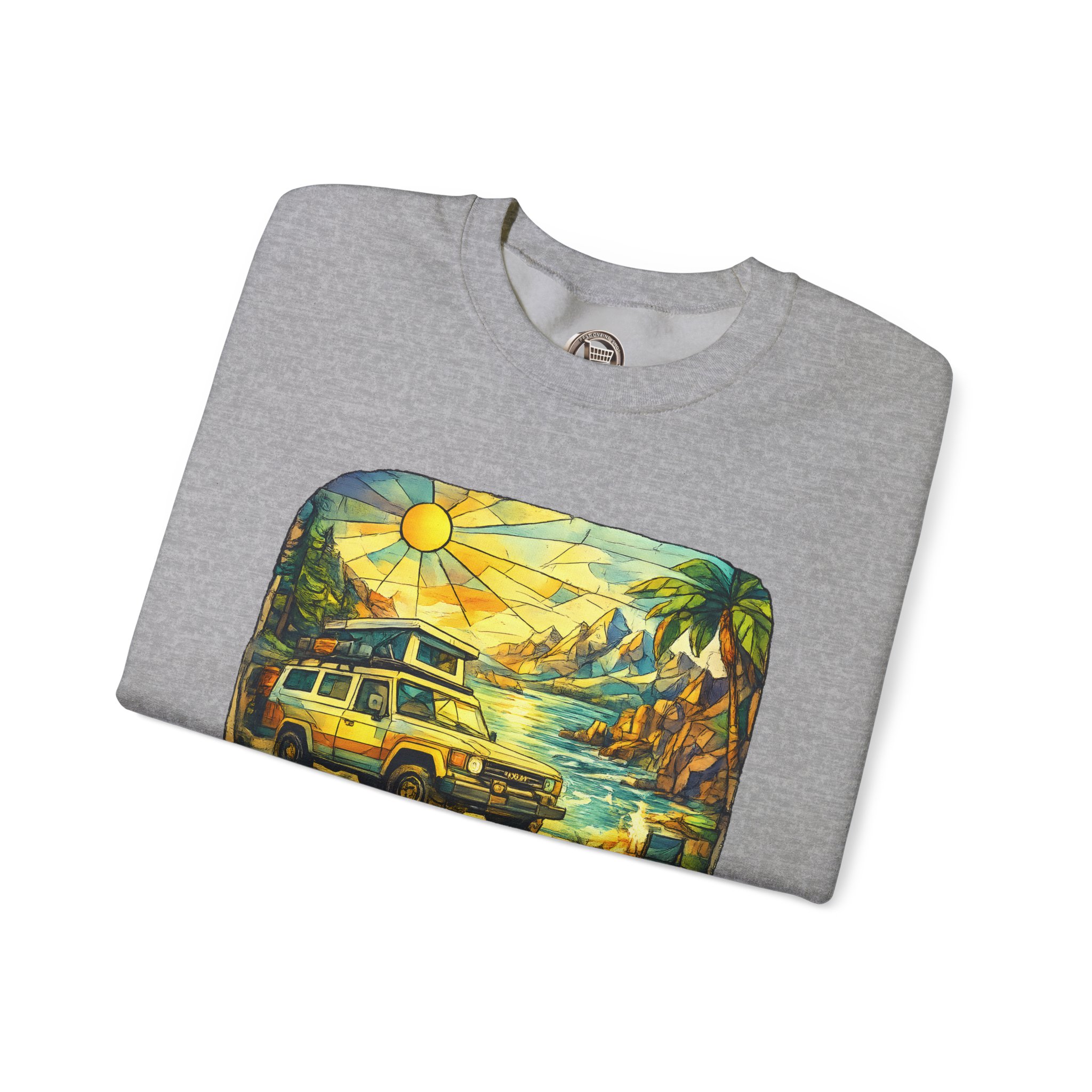 Unisex Heavy Blend™ Crewneck Sweatshirt — "Make Memories Around Every Corner" Design Cubic-Line