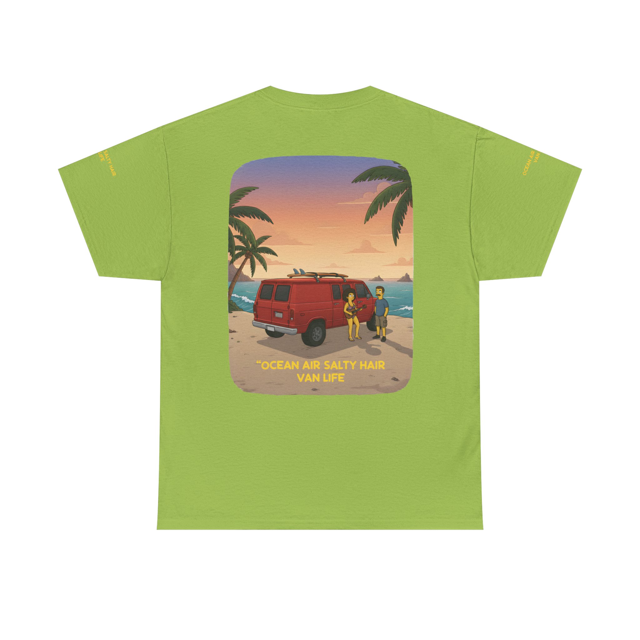 Unisex Heavy Cotton Tee — "Ocean Air Salty Hair Van Life" Design Sitcom-Line