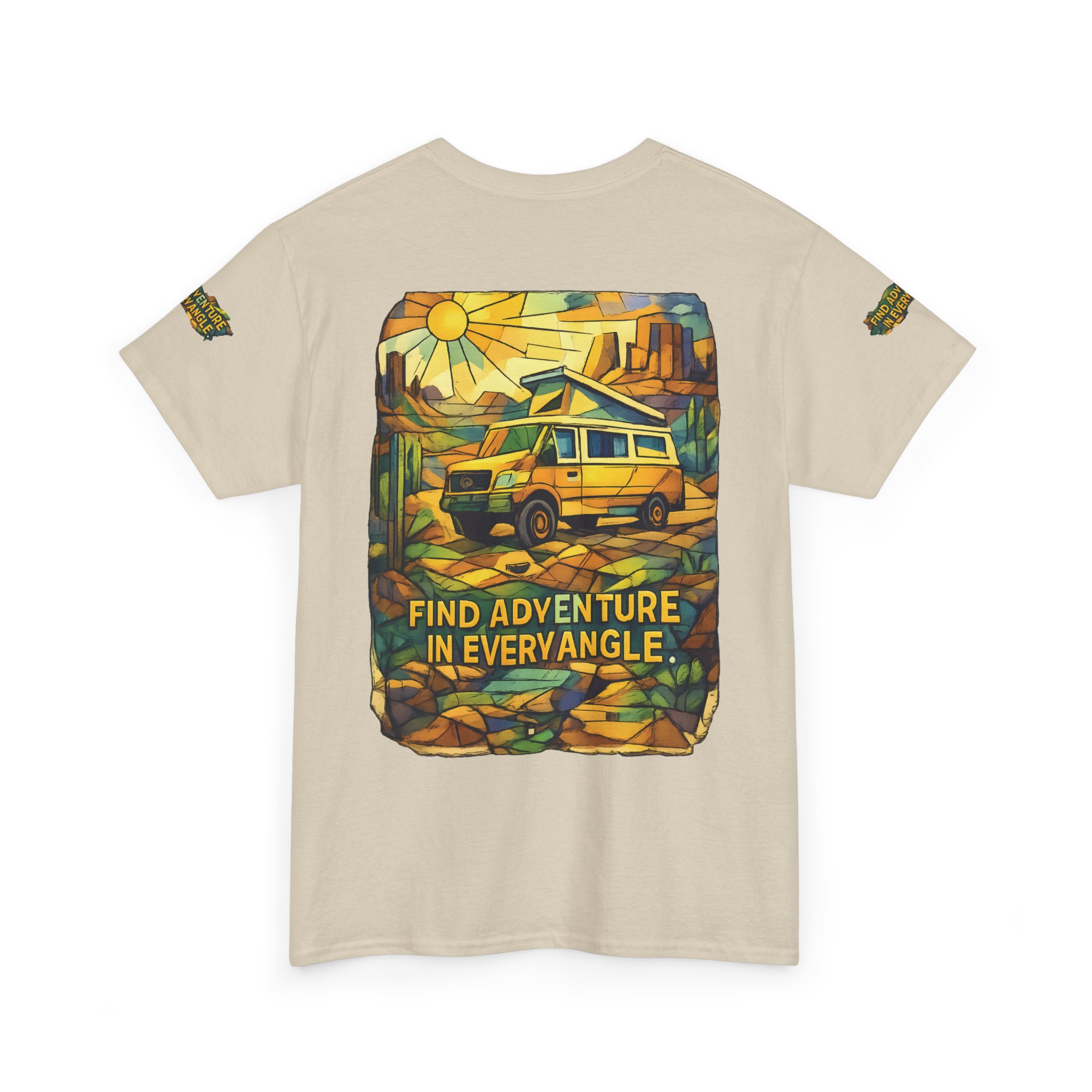 Unisex Heavy Cotton Tee — "Find Adventure In Every Corner" Design Cubic-Line