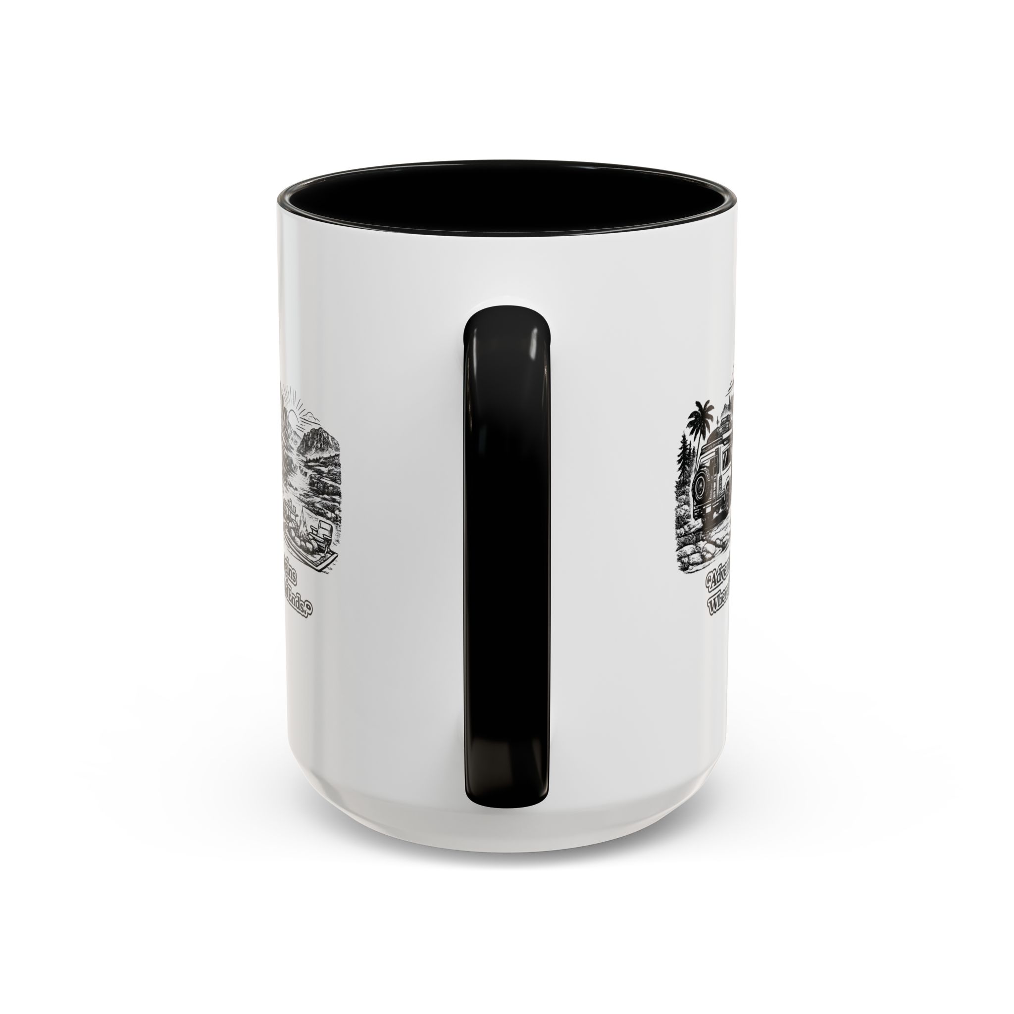 5283664706872149498_2048.jpeg Accent Coffee Mug (11, 15oz) — "Adventure Begins Where The Road Ends" Design Minimal-Line