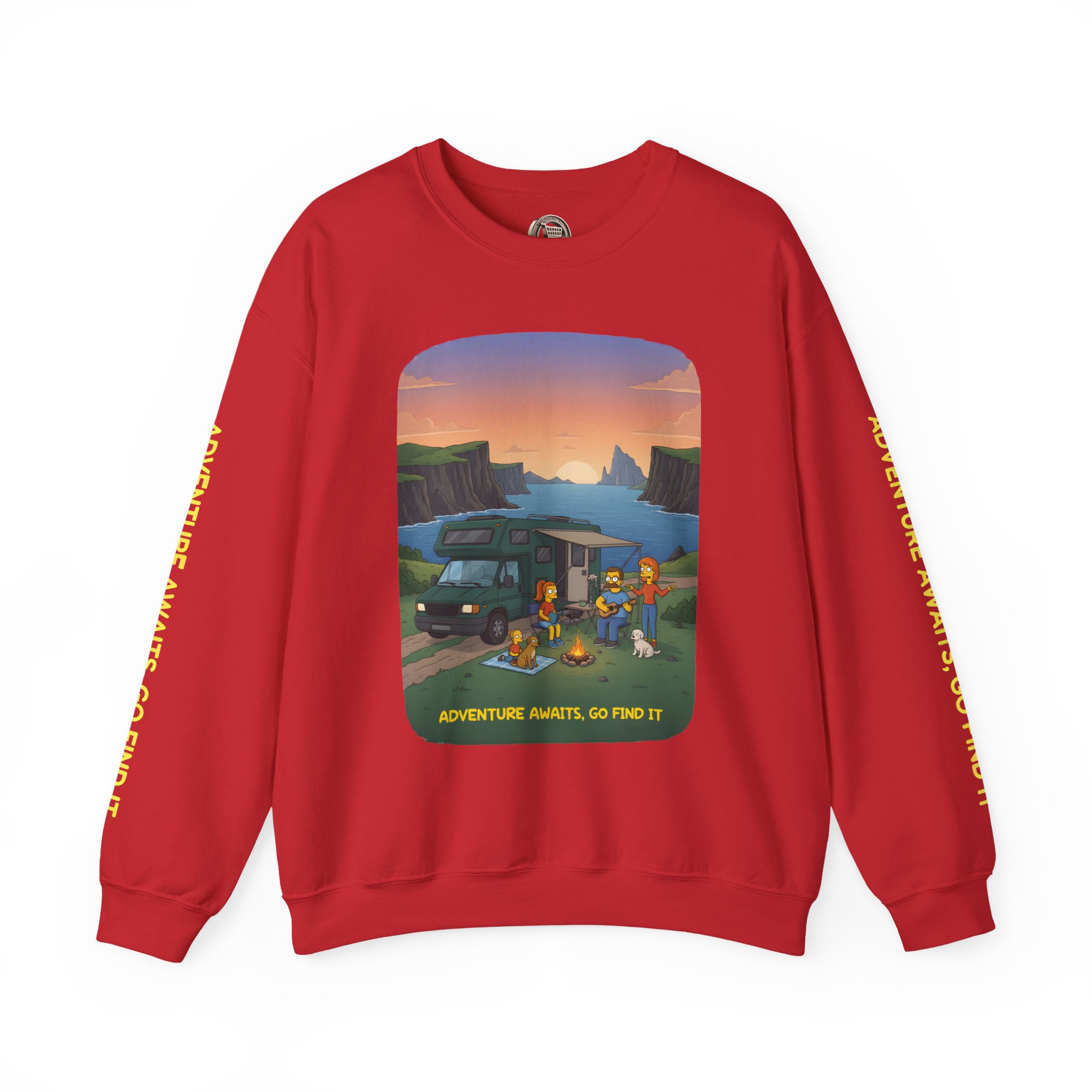 Unisex Heavy Blend™ Crewneck Sweatshirt — "Adventure Awaits-Go Find It"" Design Sitcom-Line