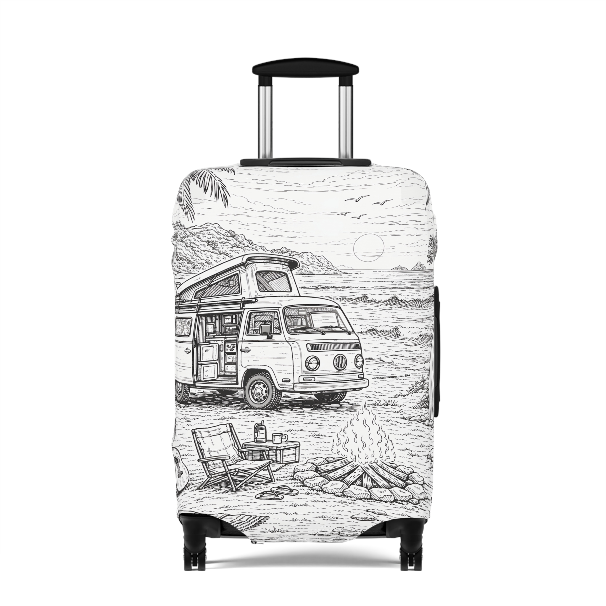 Luggage Cover — Adventure Camper Sketch Travel Suitcase
