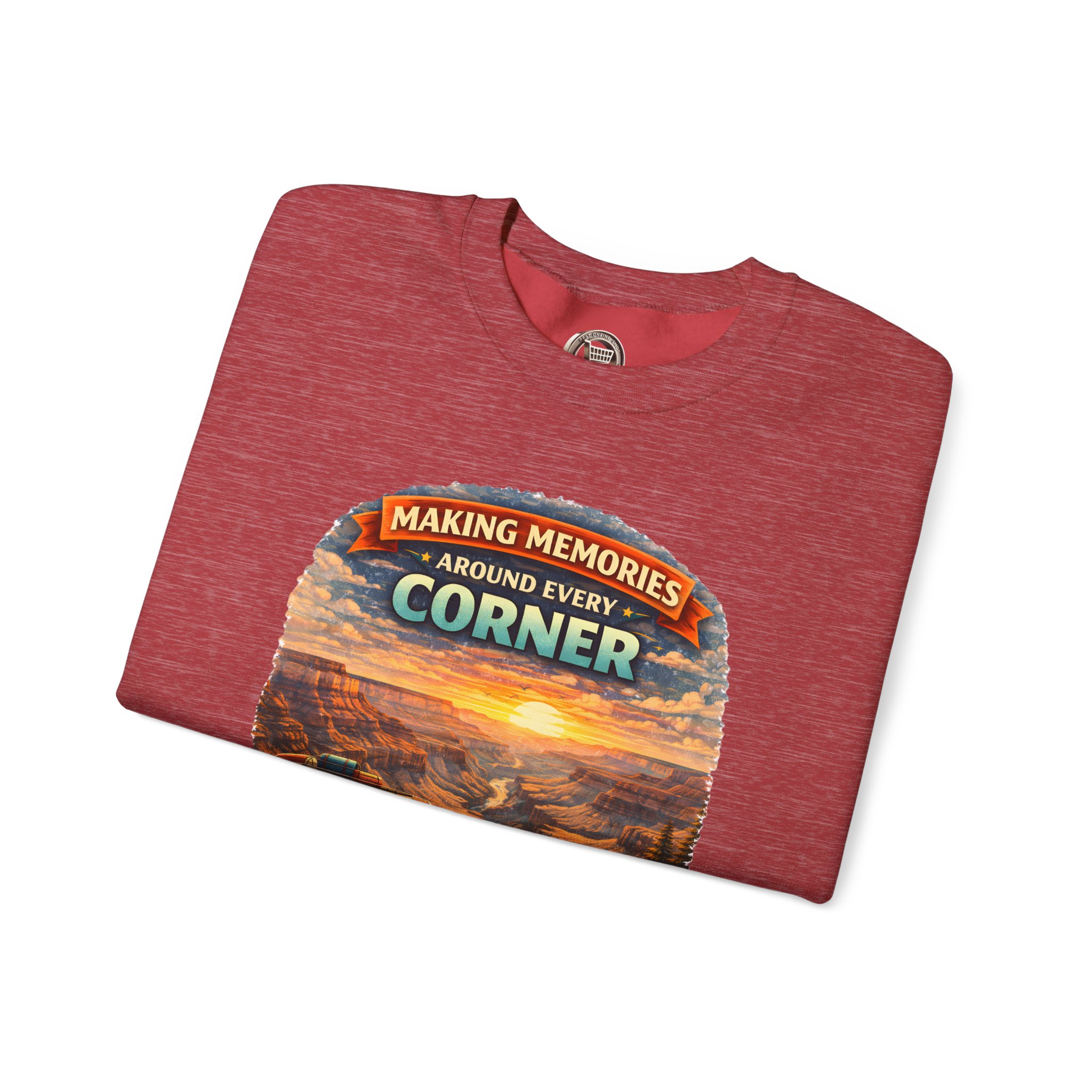 Unisex Heavy Blend™ Crewneck Sweatshirt — "Making Memories Around Every Corner" Design Scenic-Line
