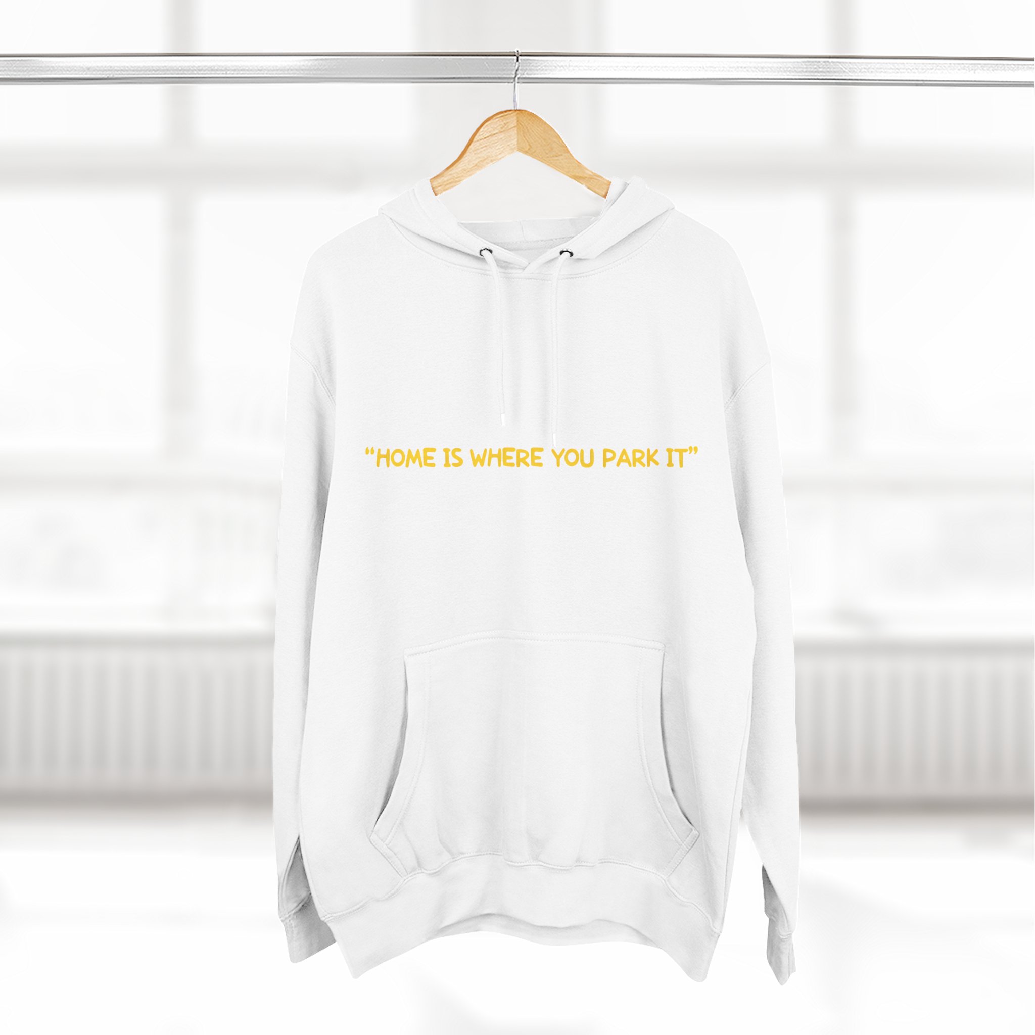 Three-Panel Fleece Hoodie - "Home Is Where You Park It" Design Sitcom-Line