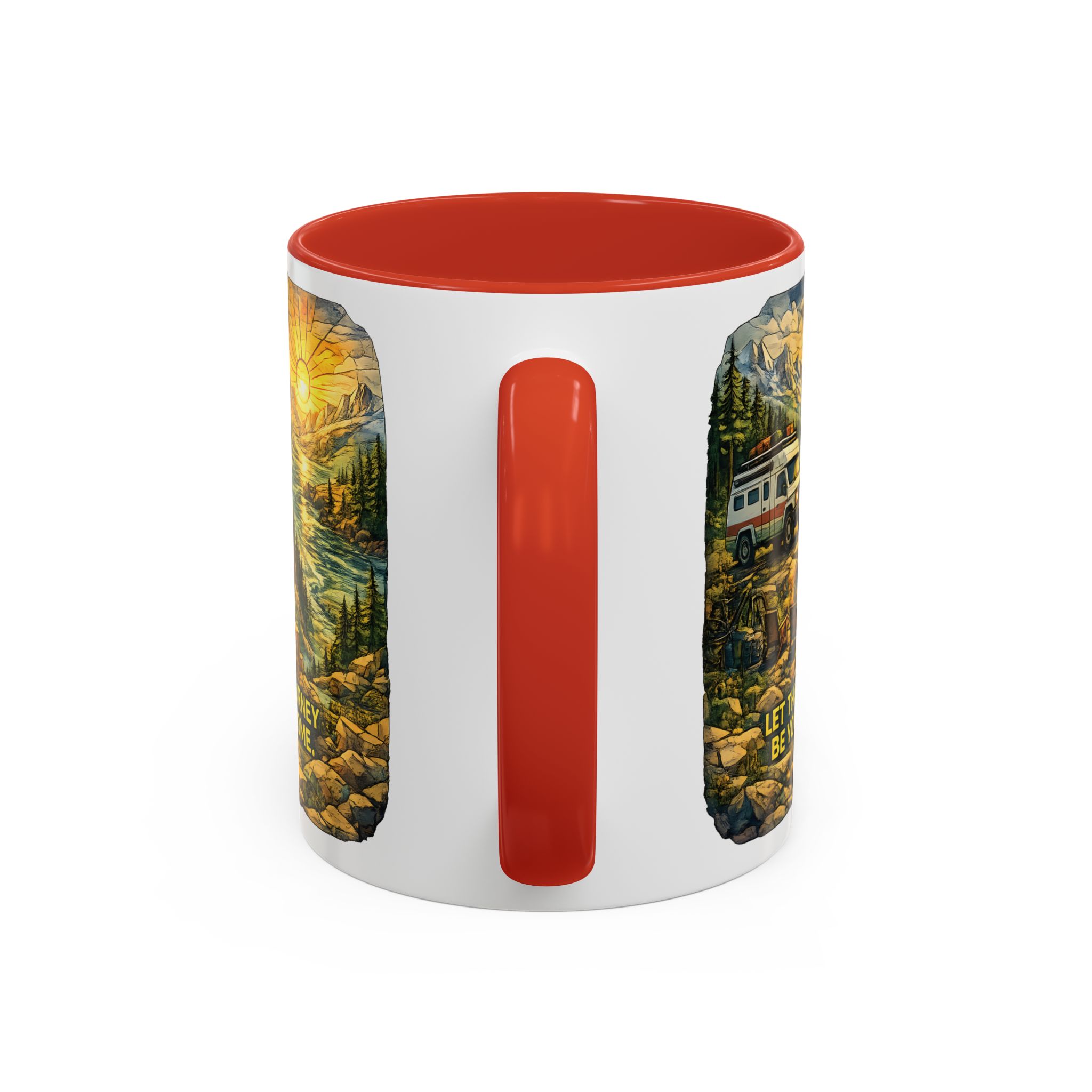 Accent Coffee Mug (11, 15oz) — "Let The Journey Be Your Home" Design Cubic-Line