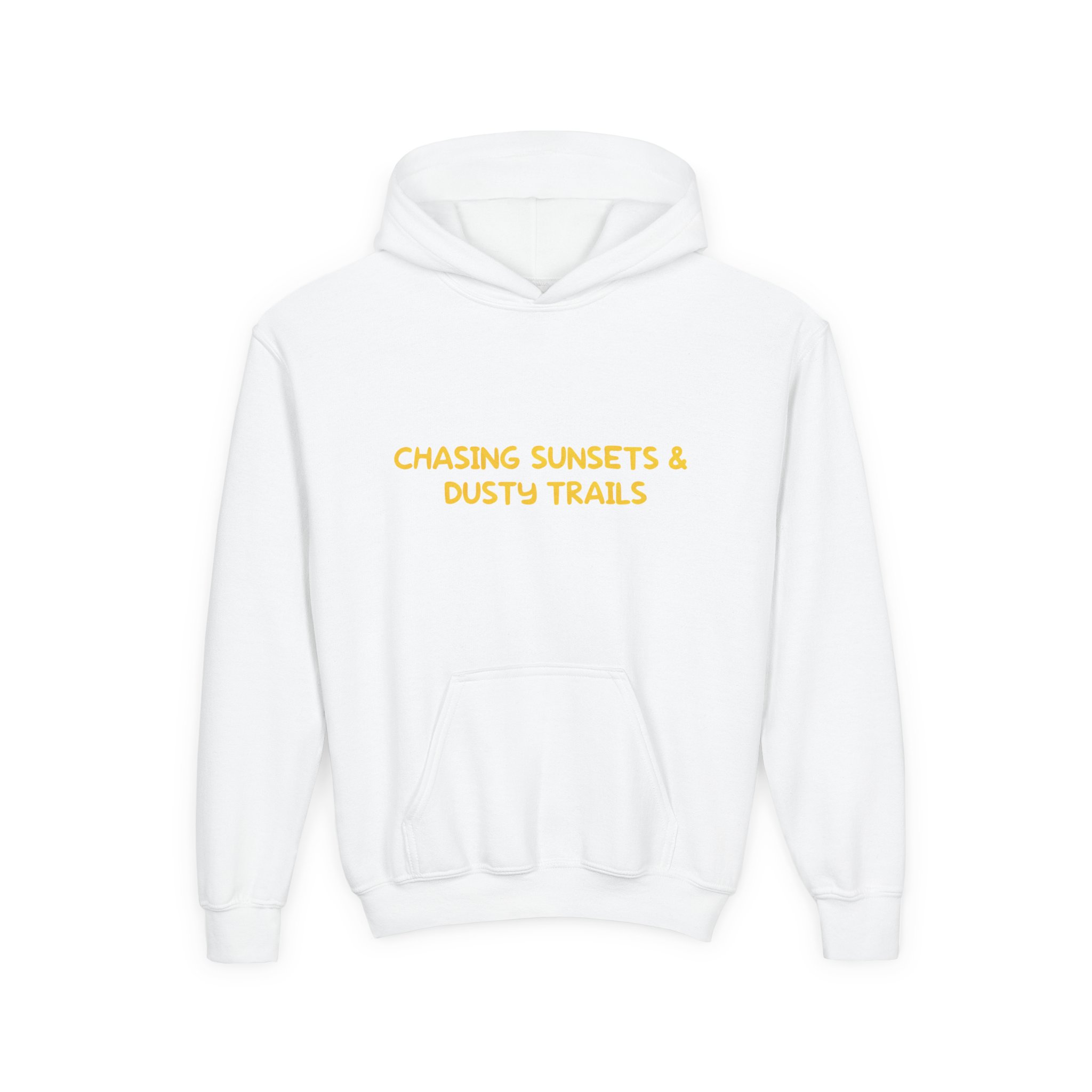 Youth Hoodie(Gildan) – "Chasing Sunsets And Dusty Trails" (Design Sitcom-Line)