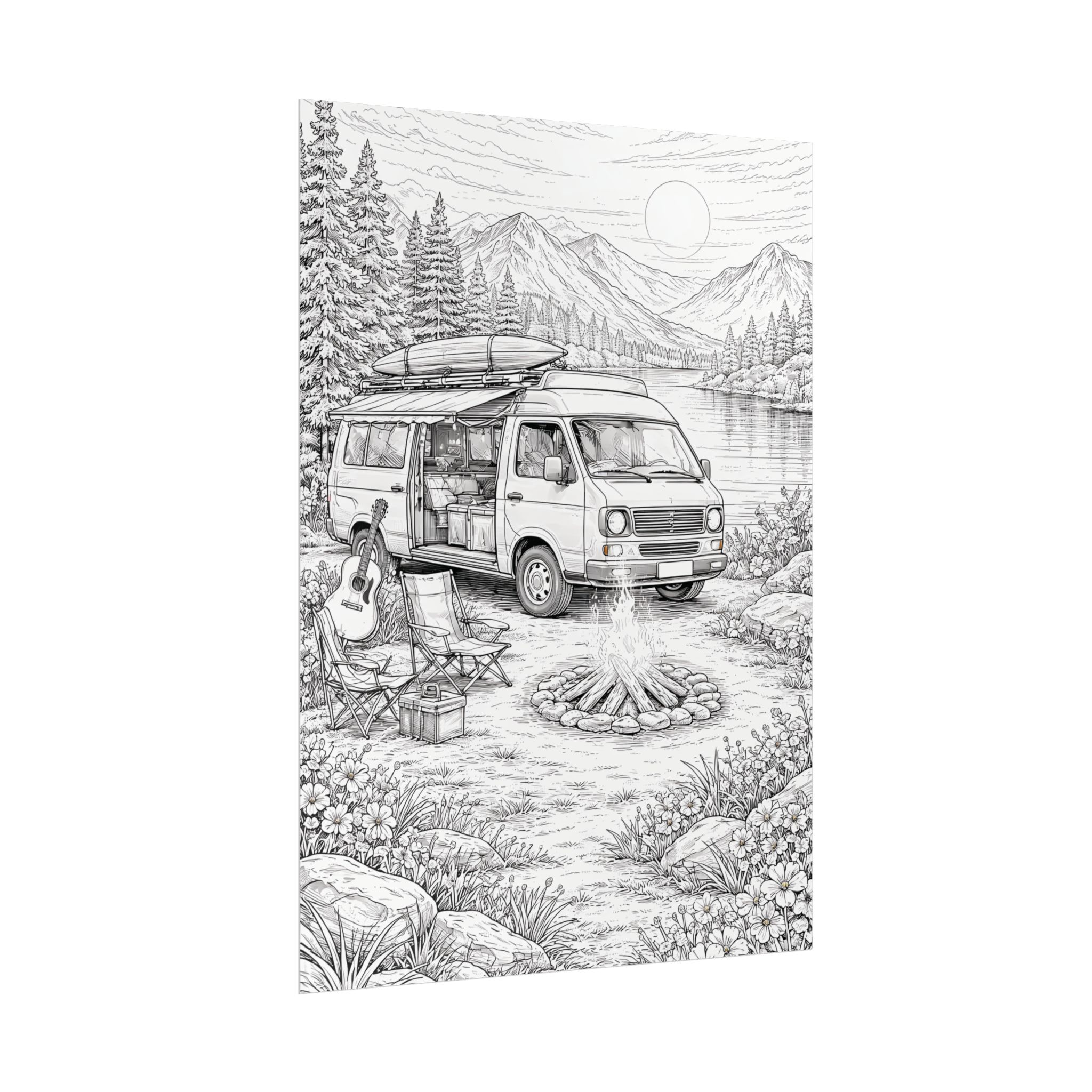 Campervan Poster — Vintage RV Camping Landscape Wall Art