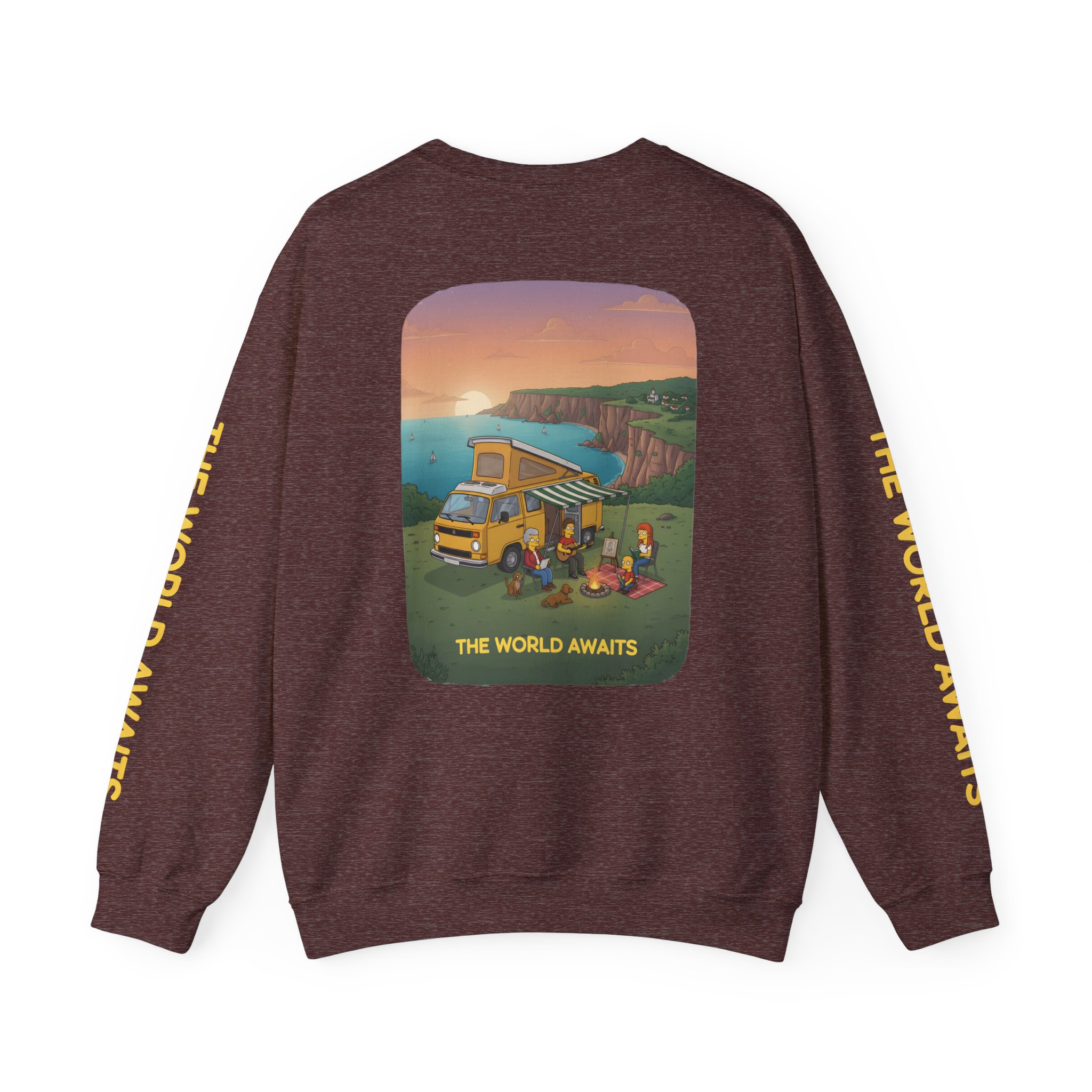 Unisex Heavy Blend™ Crewneck Sweatshirt — "The World Awaits" Design Sitcom-Line
