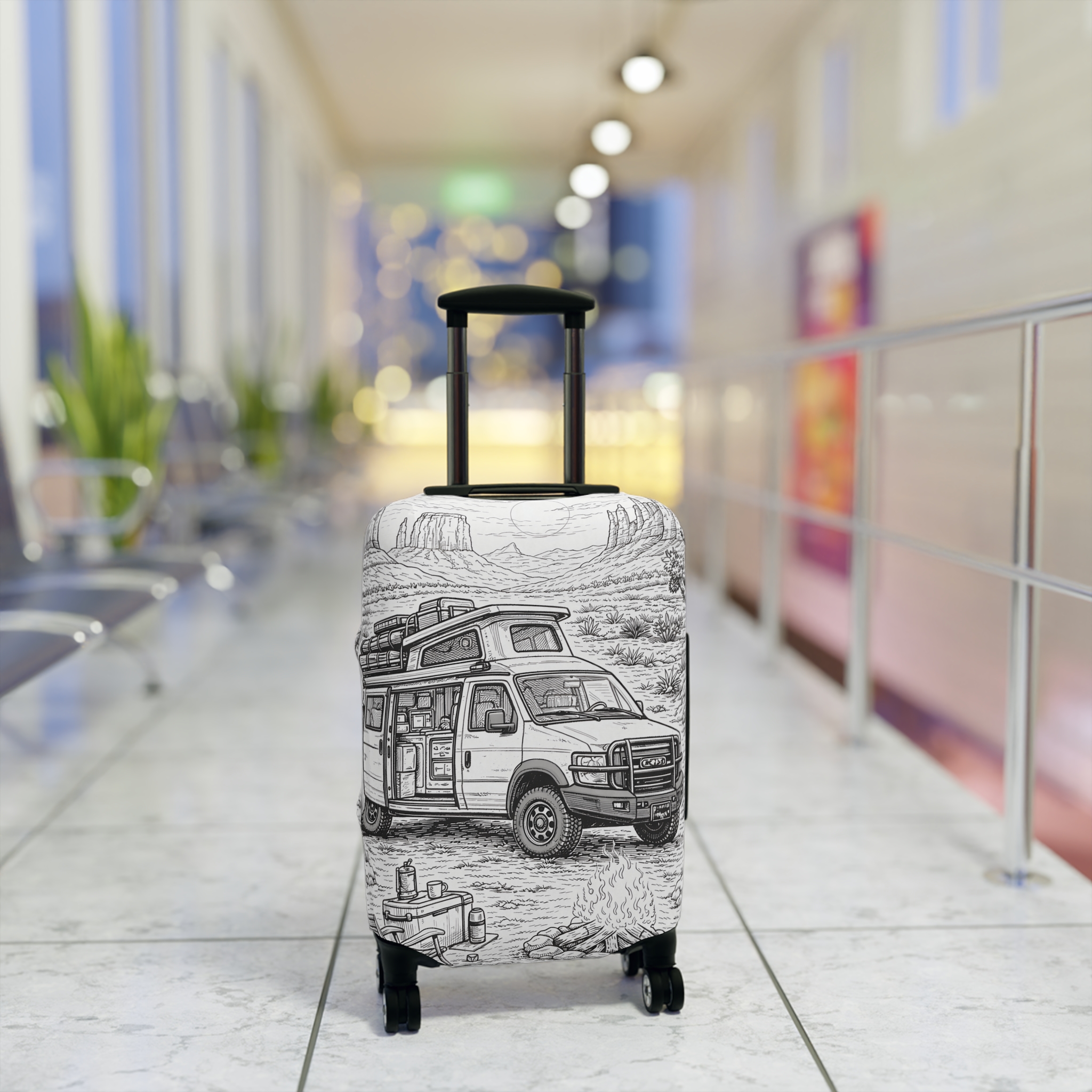 5314243154060328993_2048.jpeg Luggage Cover — Adventure Camper Sketch Travel Suitcase