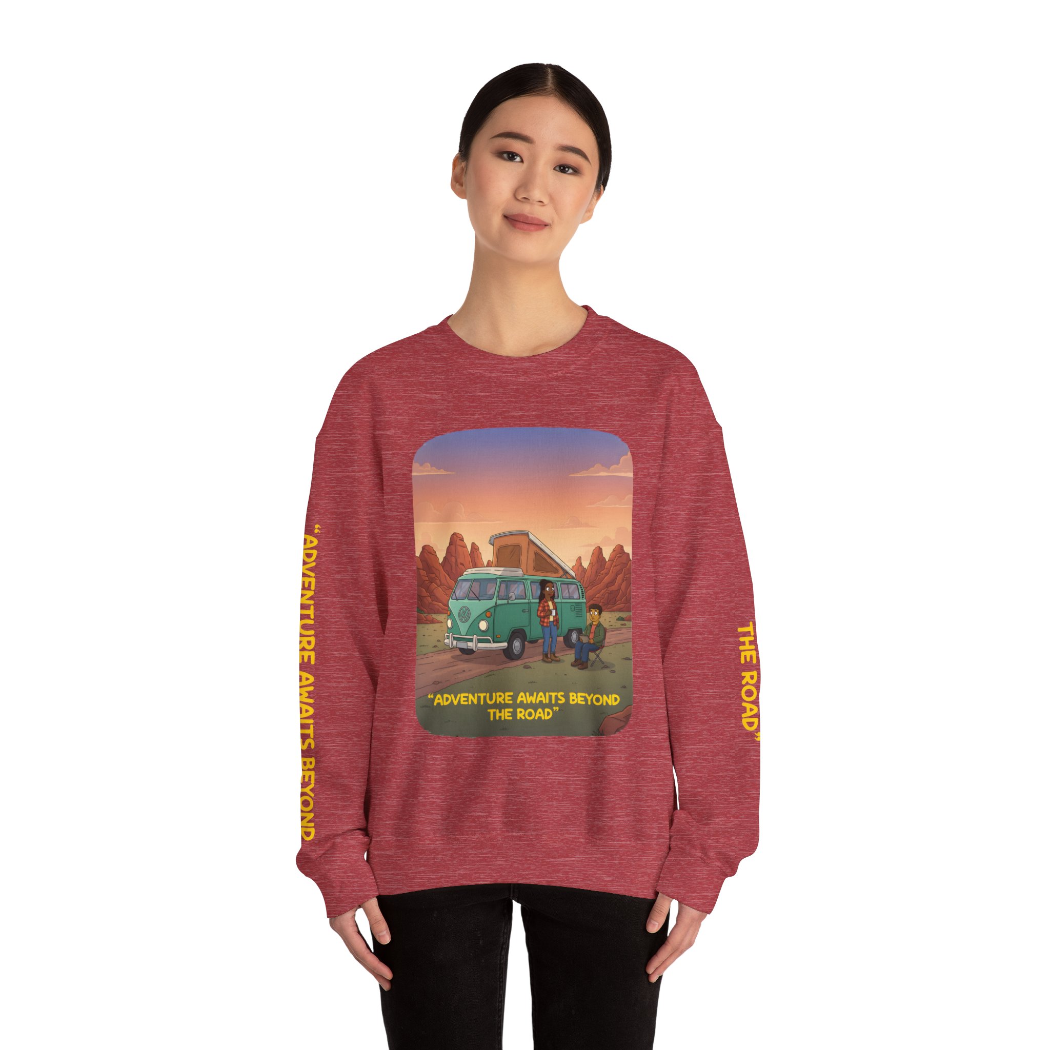 531457586710290128_2048.jpeg Unisex Heavy Blend™ Crewneck Sweatshirt — "Adventure Awaits Beyond The Road" Design Sitcom-Line
