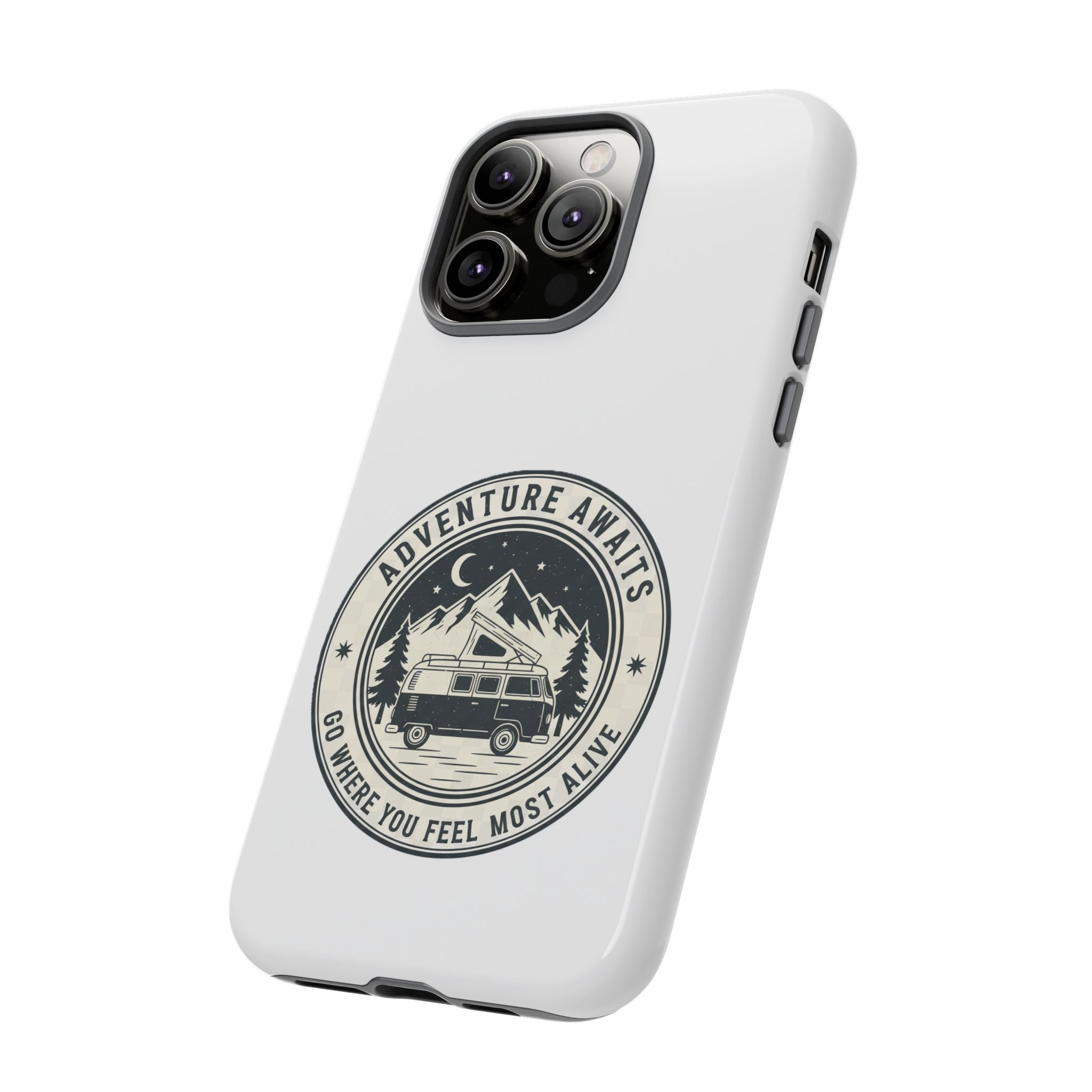 Phone Case — "Adventure Awaits-Go Where You Feel Most Alive" Camper Van Design