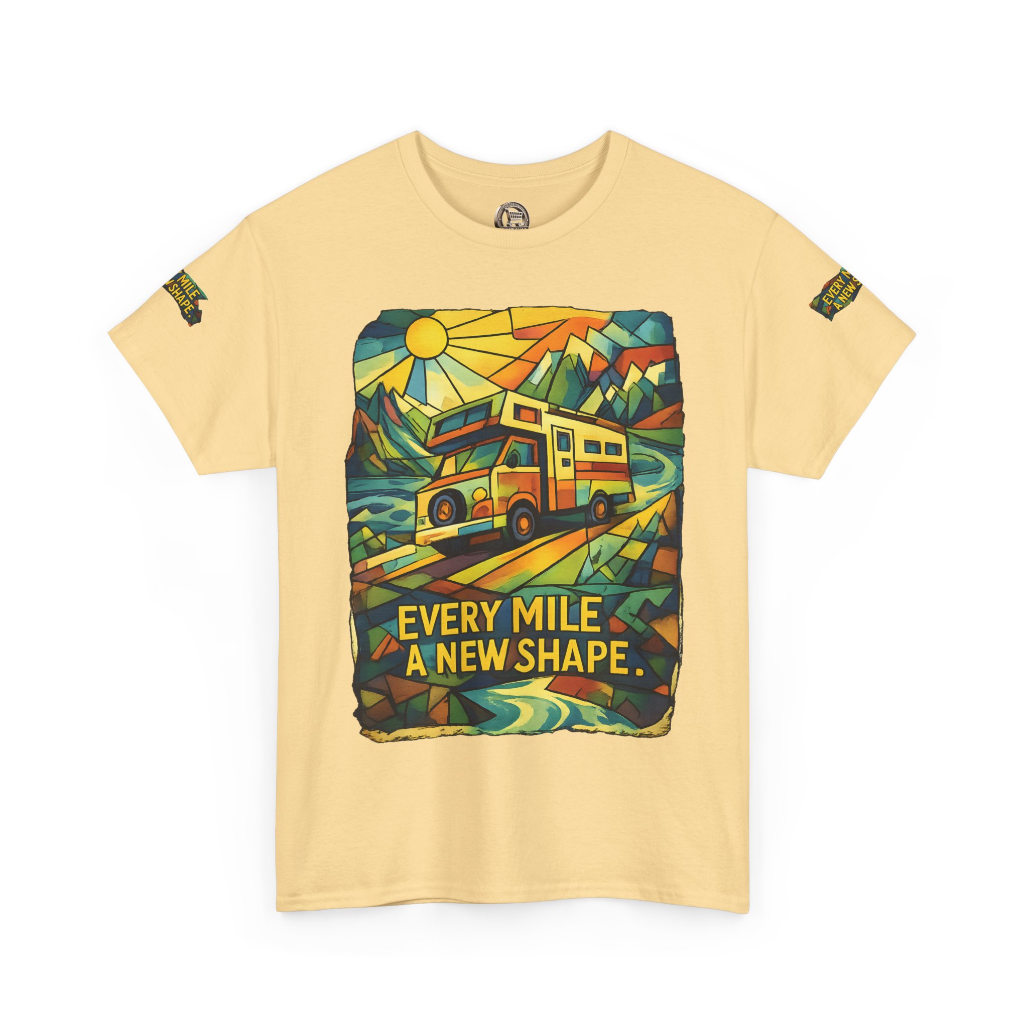 Unisex Heavy Cotton Tee — "Every Mile A New Shape" Design Cubic-Line