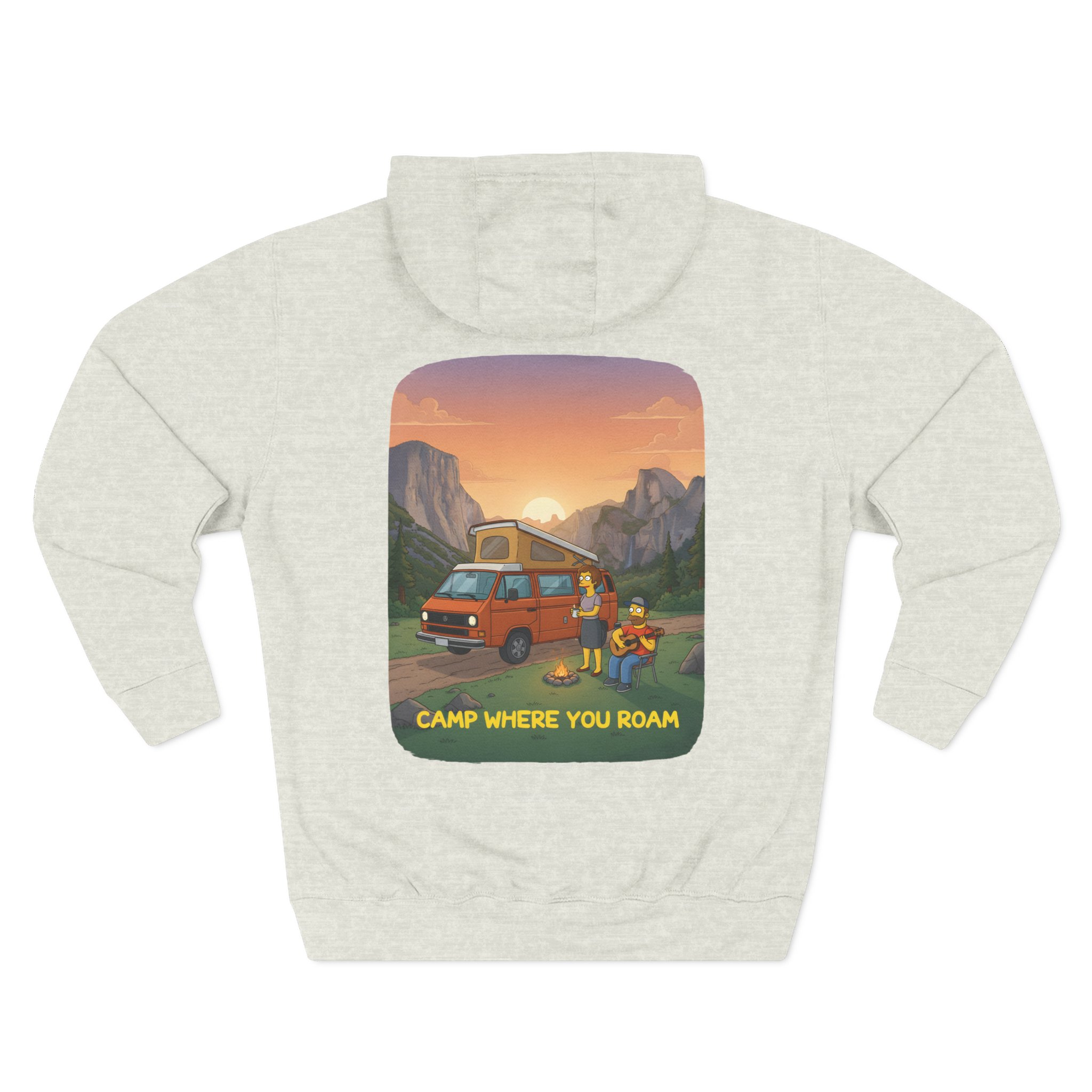 Three-Panel Fleece Hoodie - "Camp Where You Roam" Design Sitcom-Line