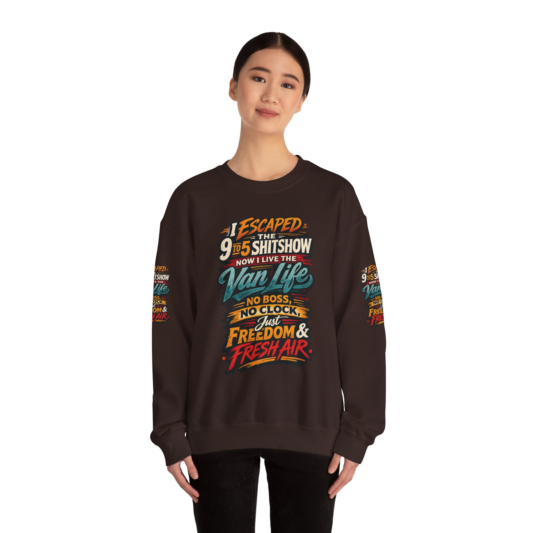 5321572812446189759_2048.jpeg Unisex Heavy Blend™ Crewneck Sweatshirt — "I Escaped The 9 To 5" Design F**K-Line