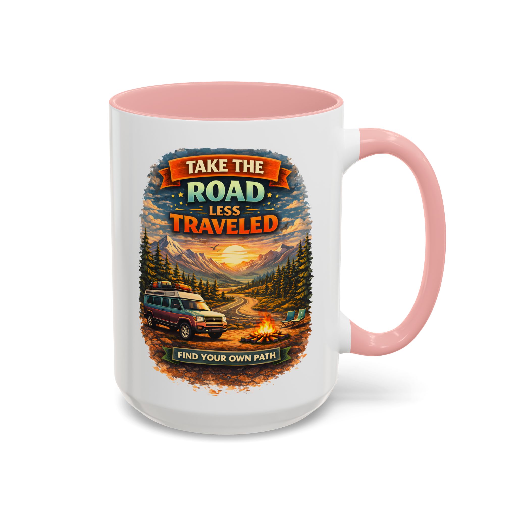 5323282710730340121_2048.jpeg Accent Coffee Mug (11, 15oz) — "Take The Road Less Traveled" Design Scenic-Line