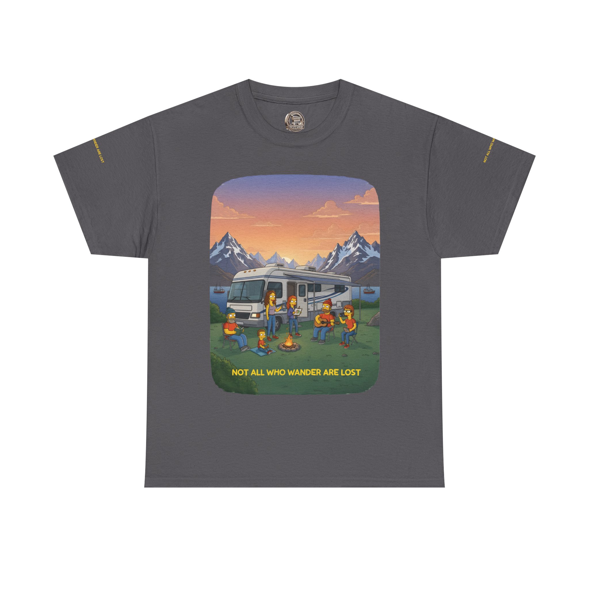 Unisex Heavy Cotton Tee — "Not All Who Wander Are Lost" Design Sitcom-Line