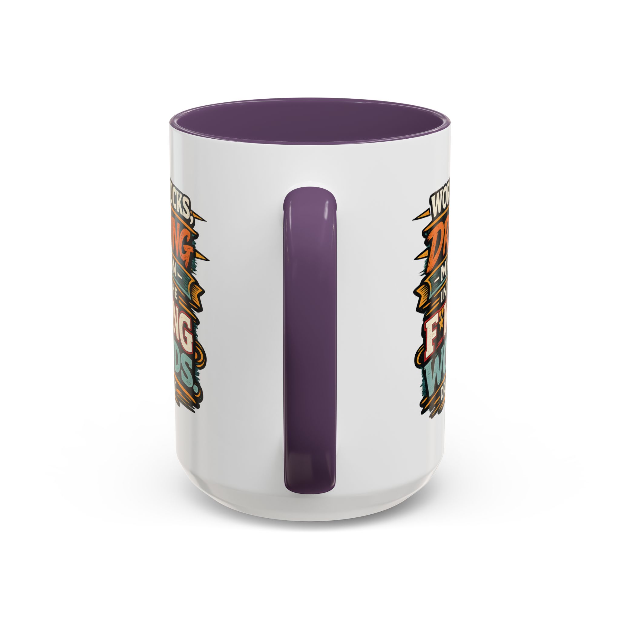 Accent Coffee Mug (11, 15oz) — "Work Sucks" Design F**K-Line