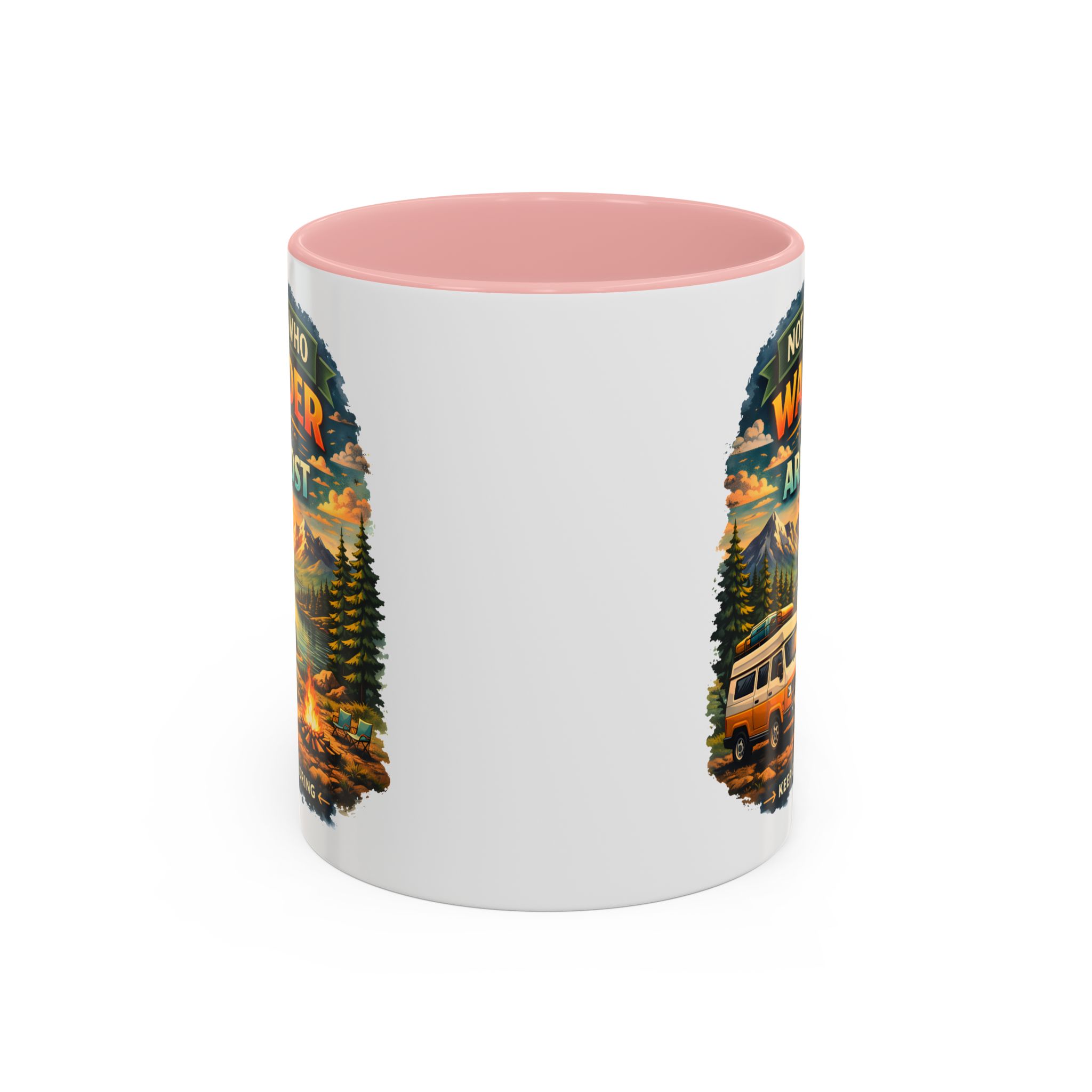 Accent Coffee Mug (11, 15oz) — "Not All Who Wander Are Lost" Design Scenic-Line