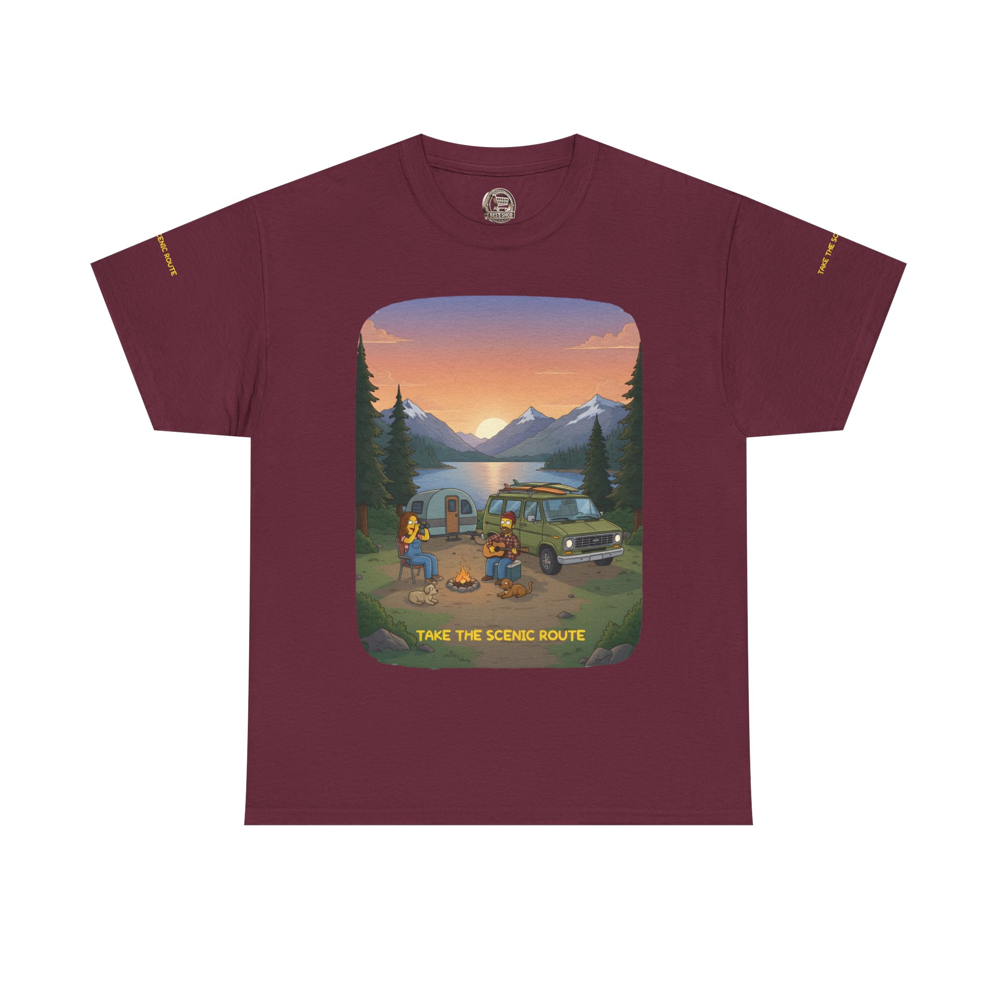Unisex Heavy Cotton Tee — "Take The Scenic Route" Design Sitcom-Line