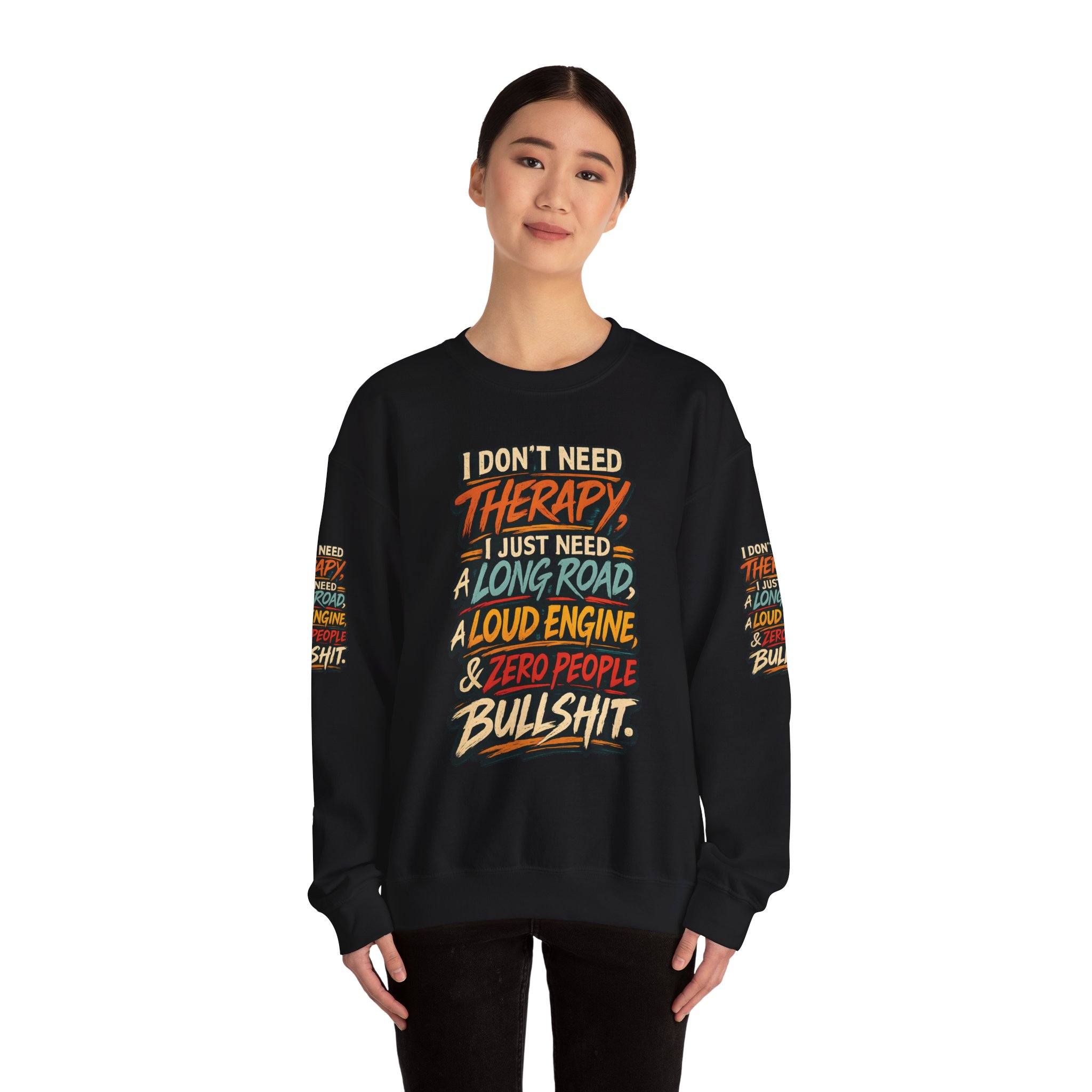 Unisex Heavy Blend™ Crewneck Sweatshirt — "I Dont Need Therapy" Design F**K-Line