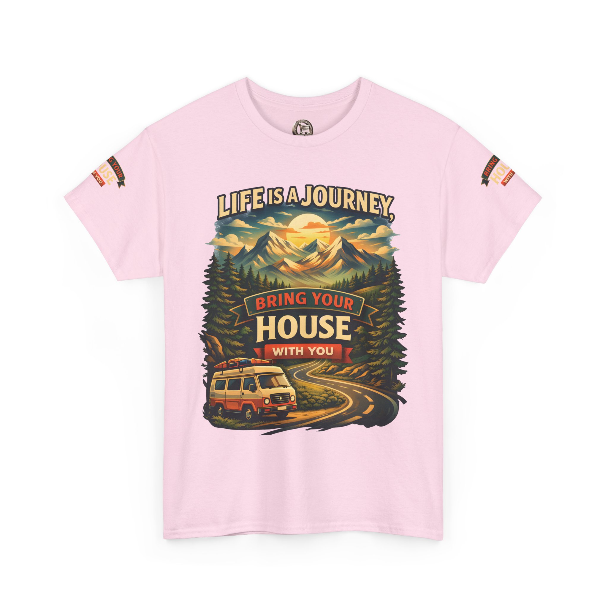 5344103300904551075_2048.jpeg Unisex Heavy Cotton Tee — "Live Is A Journey-Bring Your House With You" Design Scenic-Line