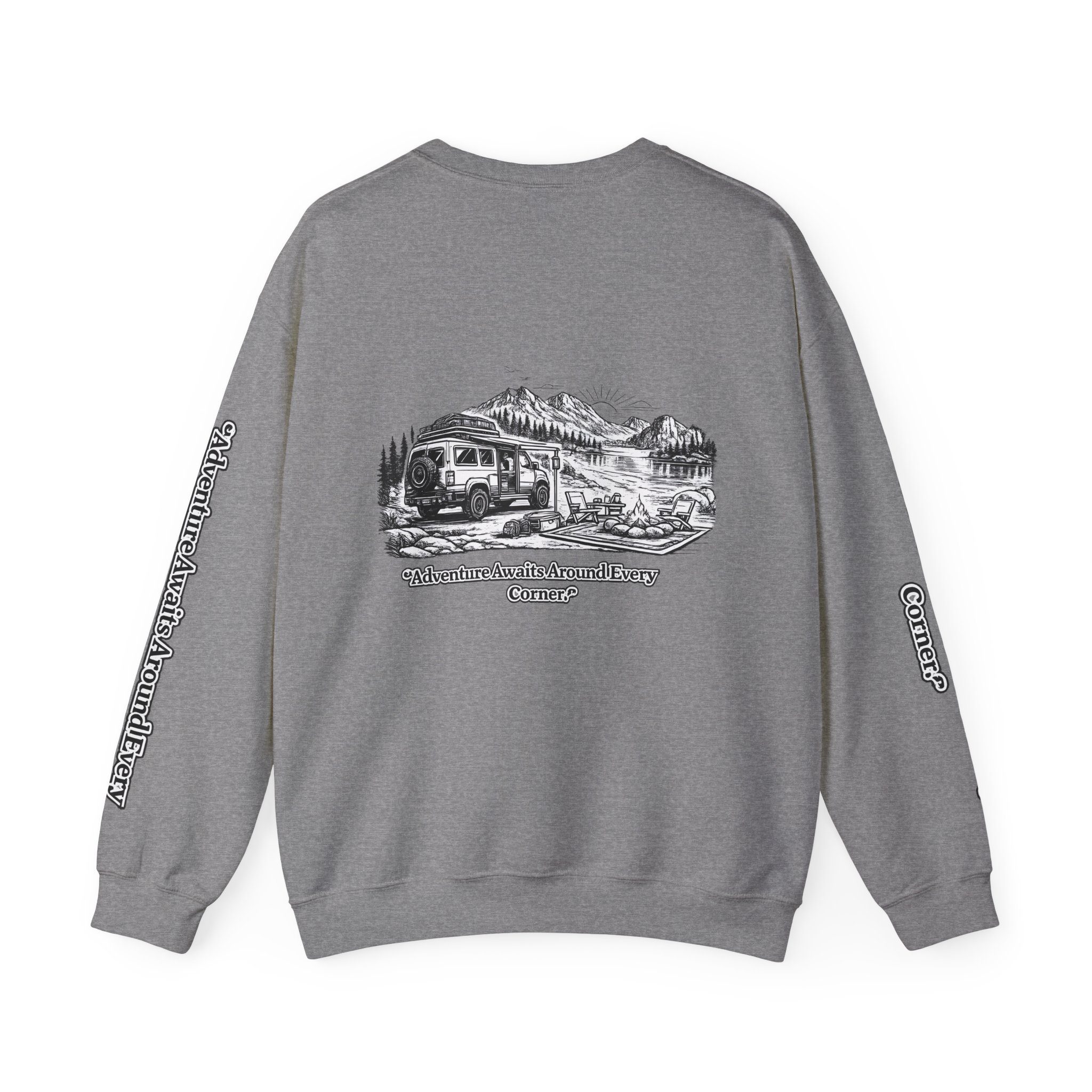 5349288622169603330_2048.jpeg Unisex Heavy Blend™ Crewneck Sweatshirt — "Adventure Awaits Around Every Corner" Design Minimal-Line