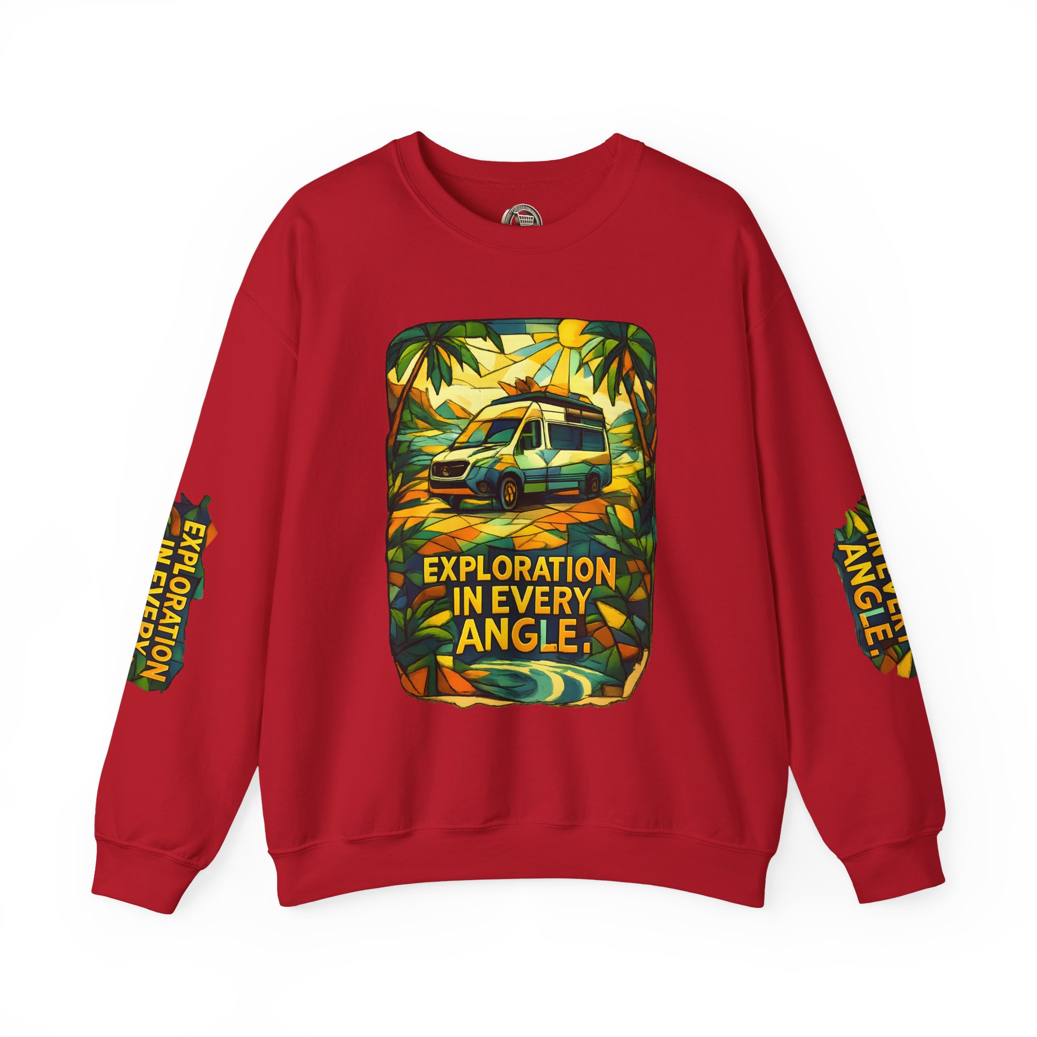 Unisex Heavy Blend™ Crewneck Sweatshirt — "Exploration In Every Angle" Design Cubic-Line
