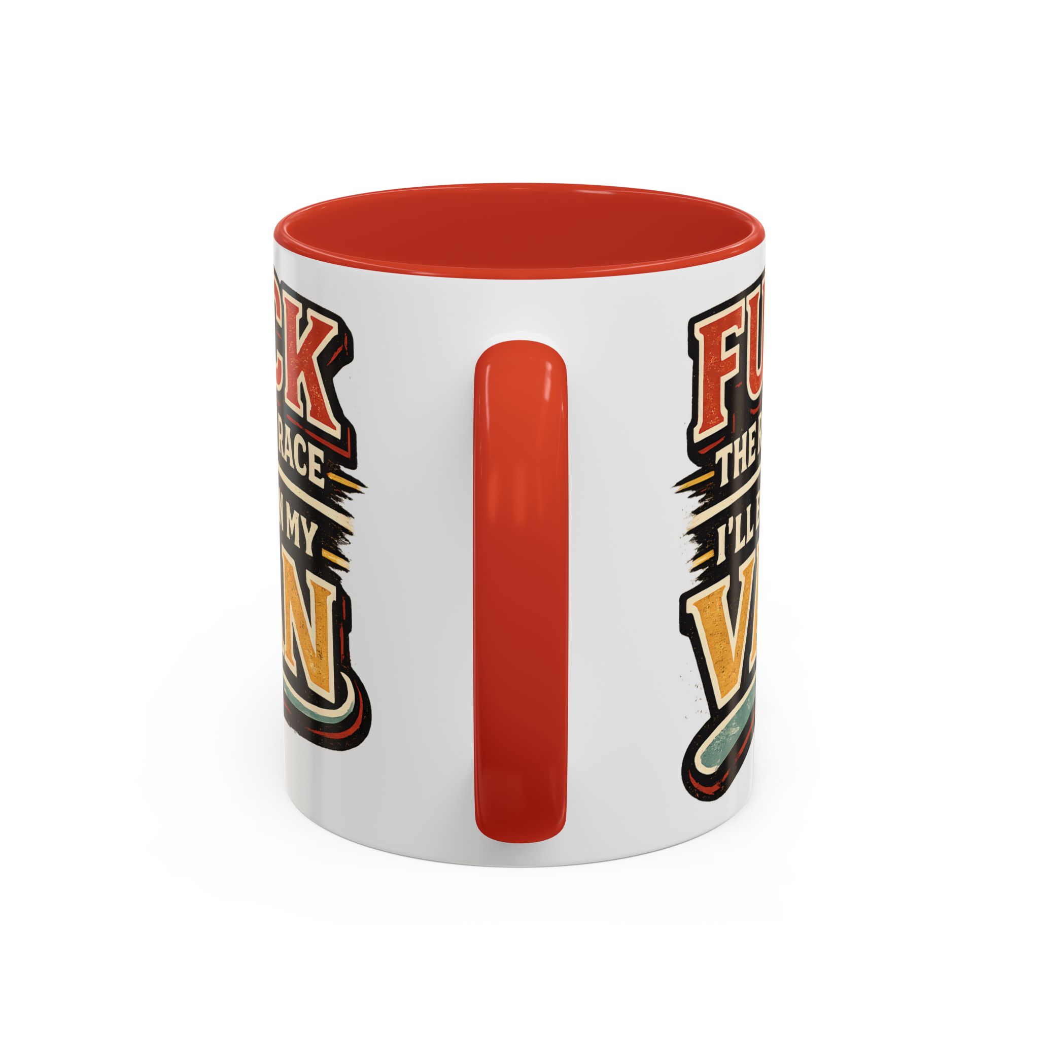 Accent Coffee Mug (11, 15oz) — "Fuck The Rat Race" Design F**K-Line