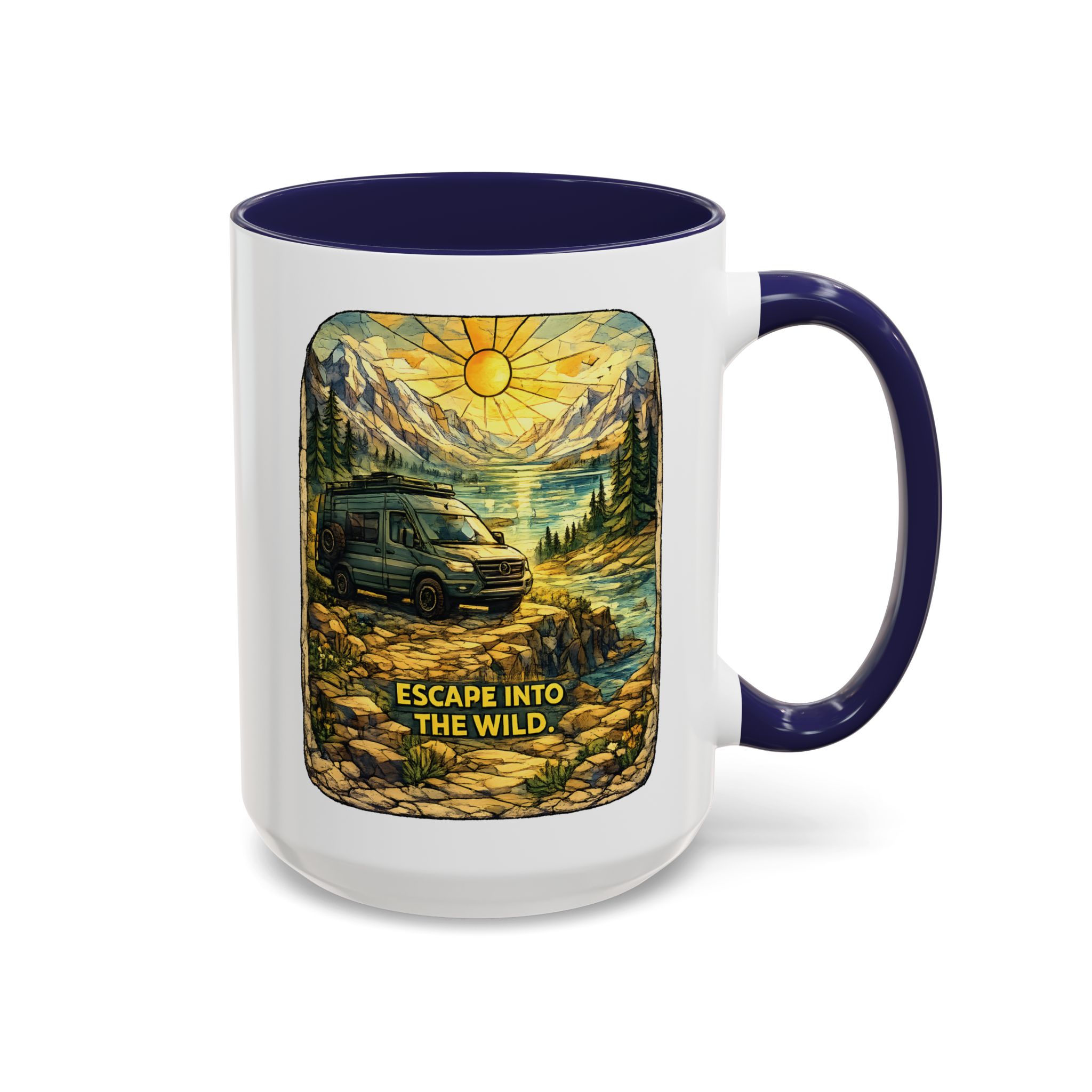 Accent Coffee Mug (11, 15oz) — "Escape Into The Wild" Design Cubic-Line