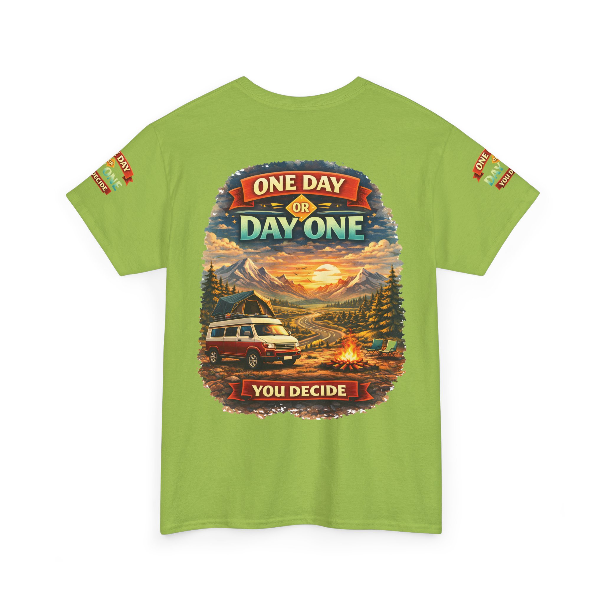 5358916214780315367_2048.jpeg Unisex Heavy Cotton Tee — "One Day Or Day One" Design Scenic-Line