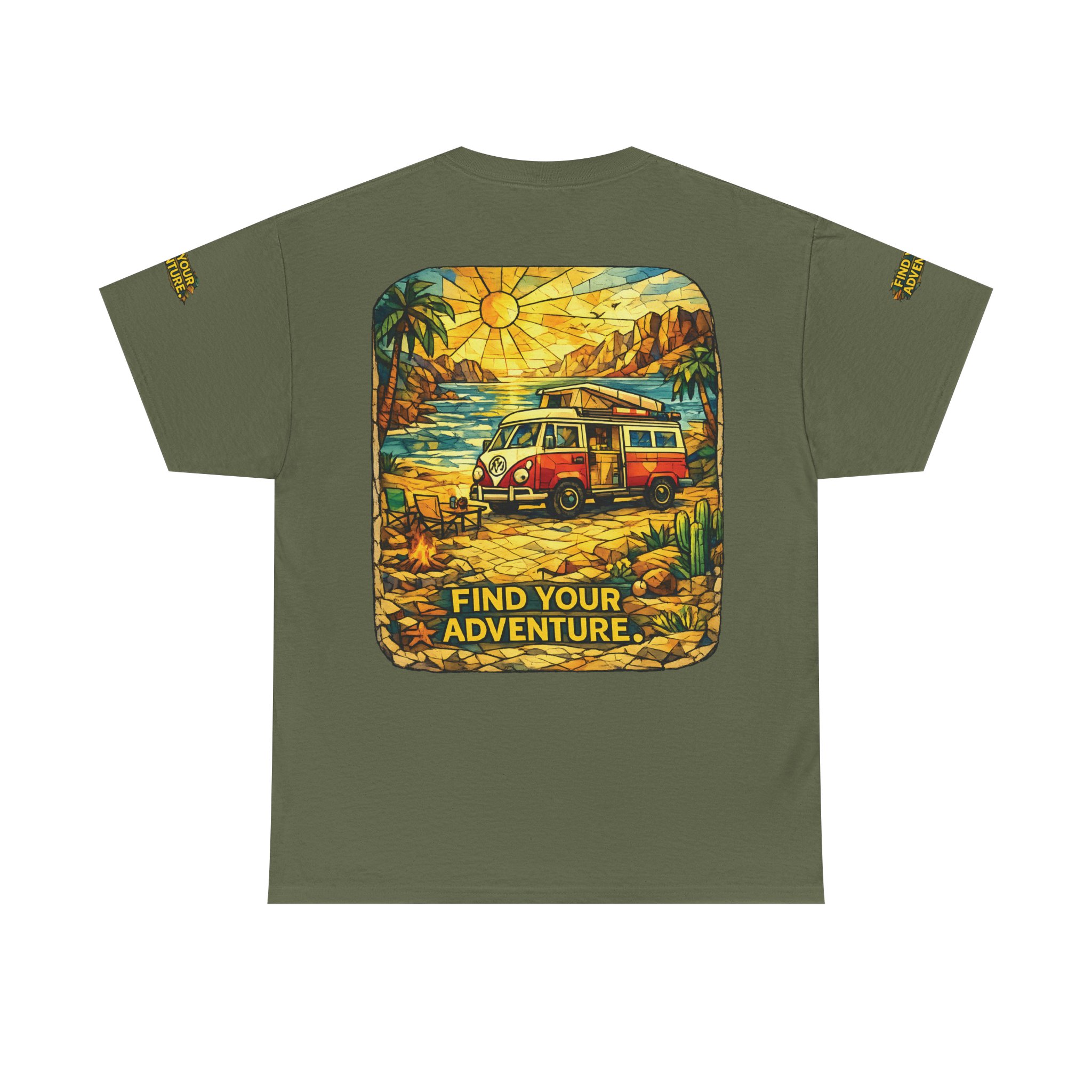 Unisex Heavy Cotton Tee — "Find Your Adventure" Design Cubic-Line