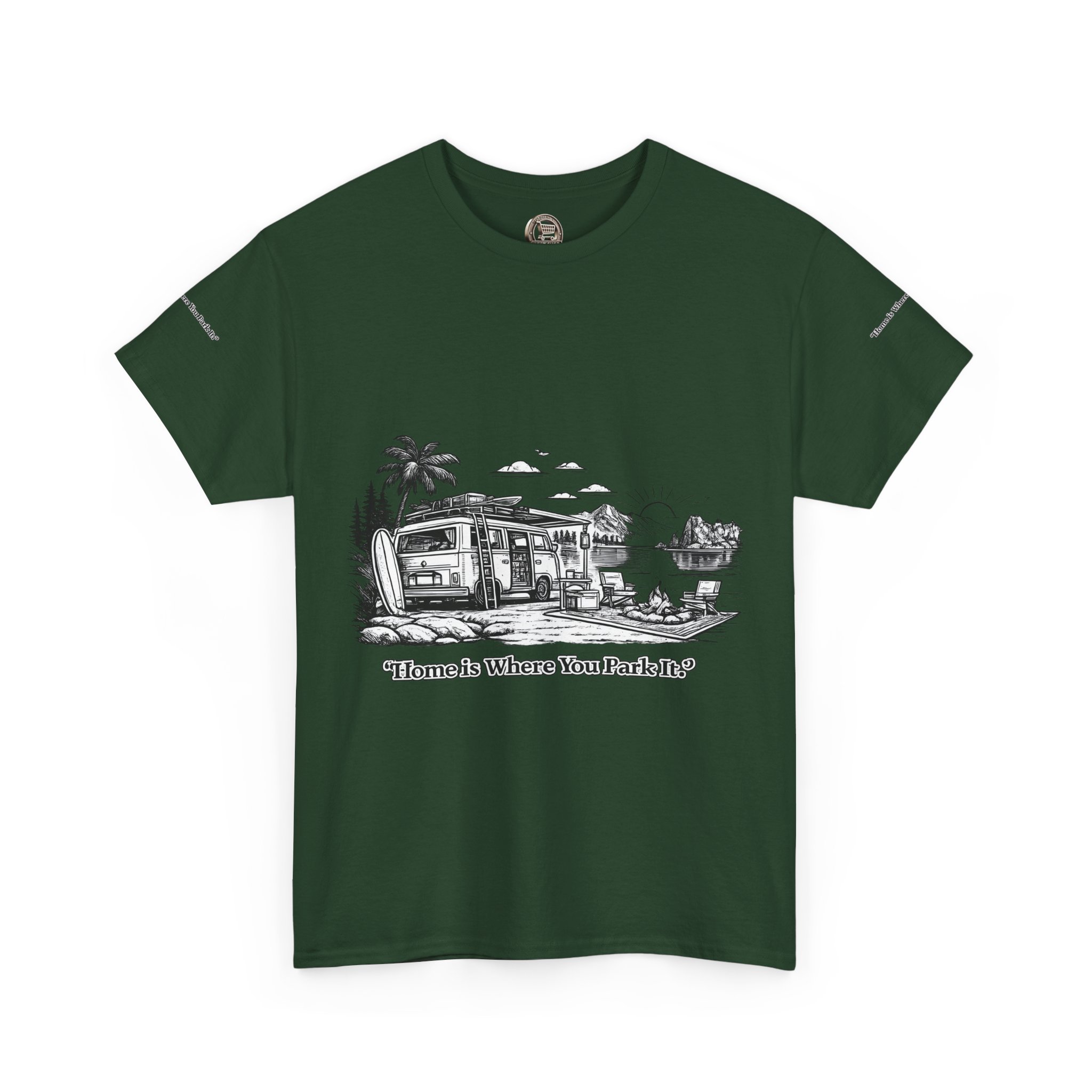 5364034168142928674_2048.jpeg Unisex Heavy Cotton Tee — "Home Is Where You Park It" Design Minimal-Line