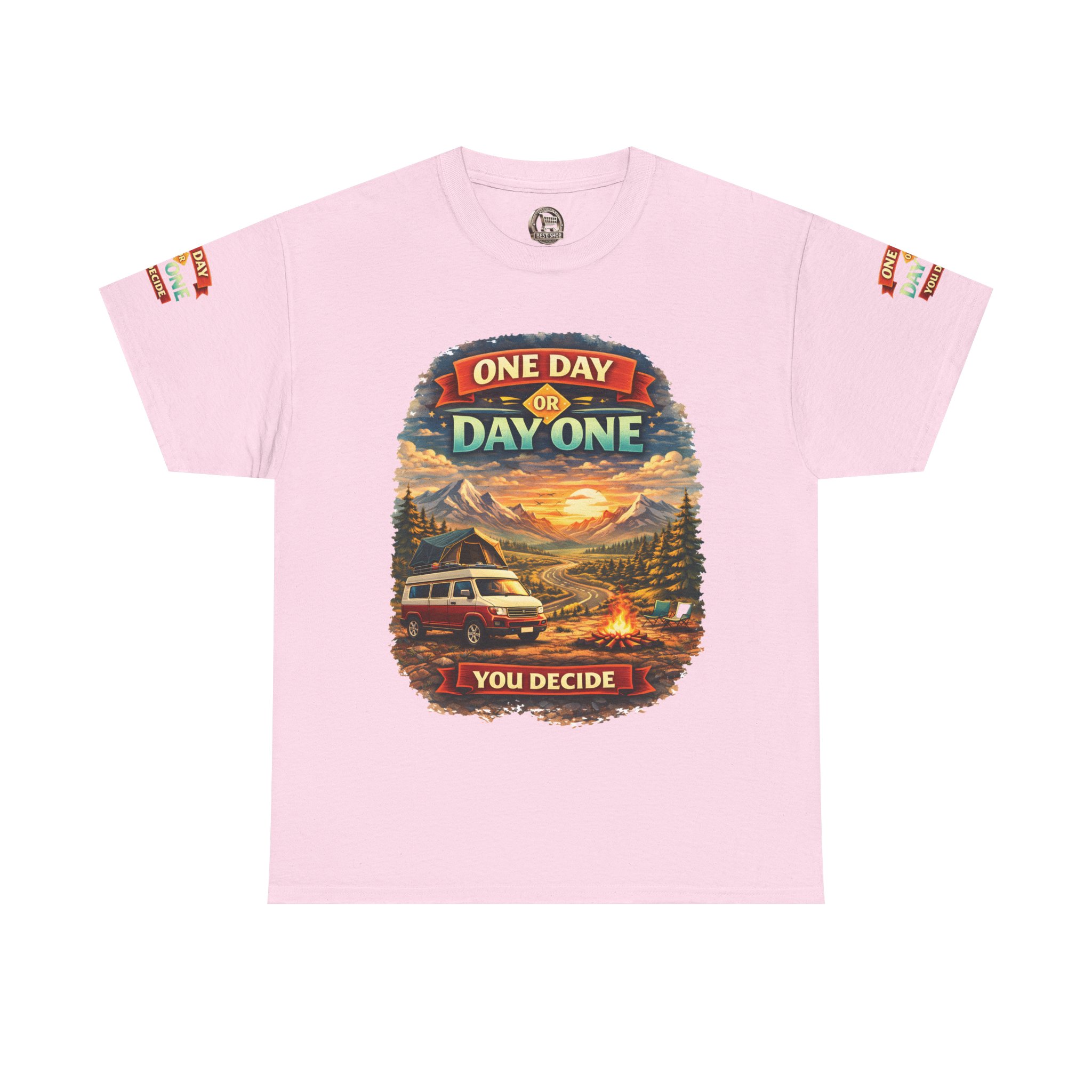 5364103086334052065_2048.jpeg Unisex Heavy Cotton Tee — "One Day Or Day One" Design Scenic-Line