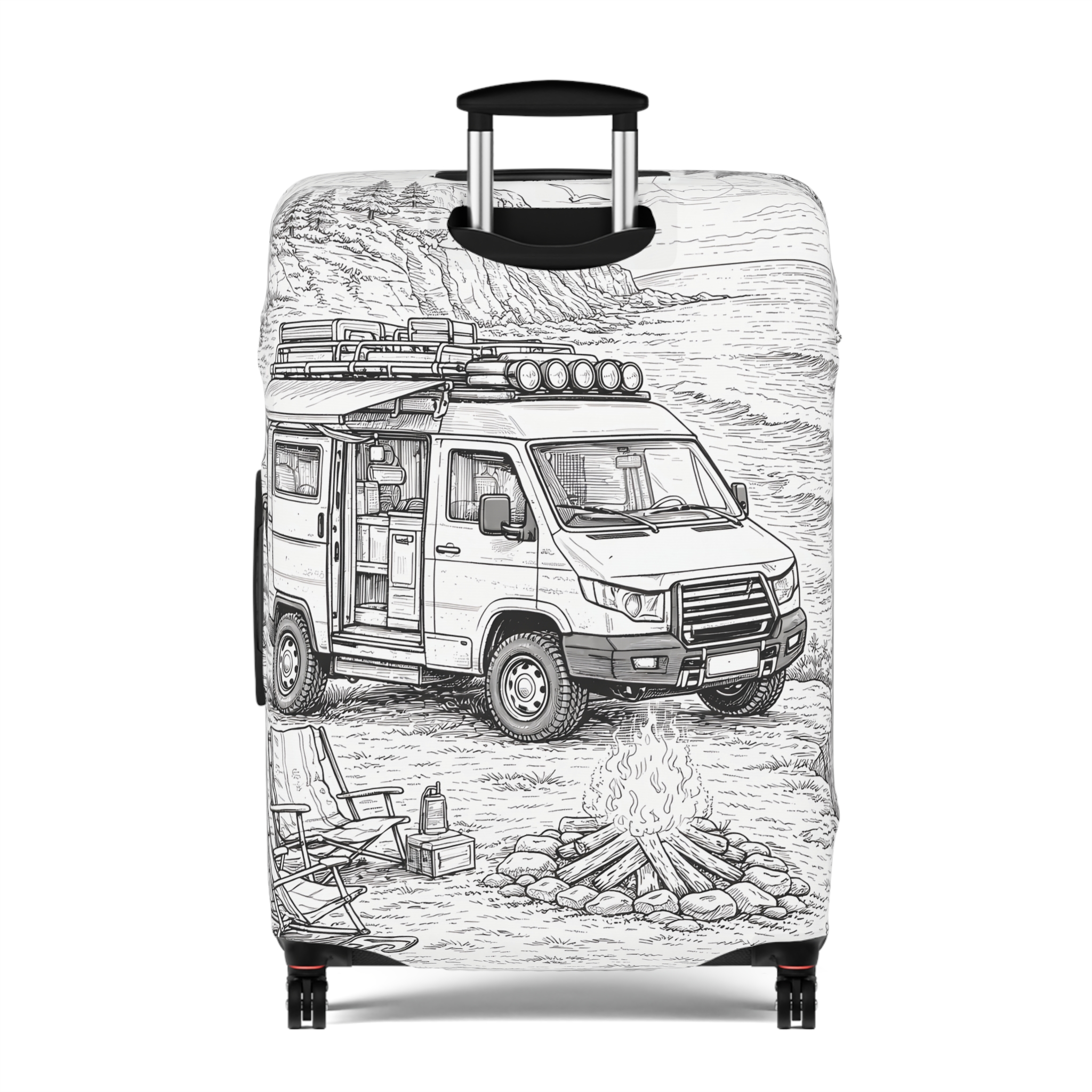 Luggage Cover — Adventure Camper Sketch Travel Suitcase