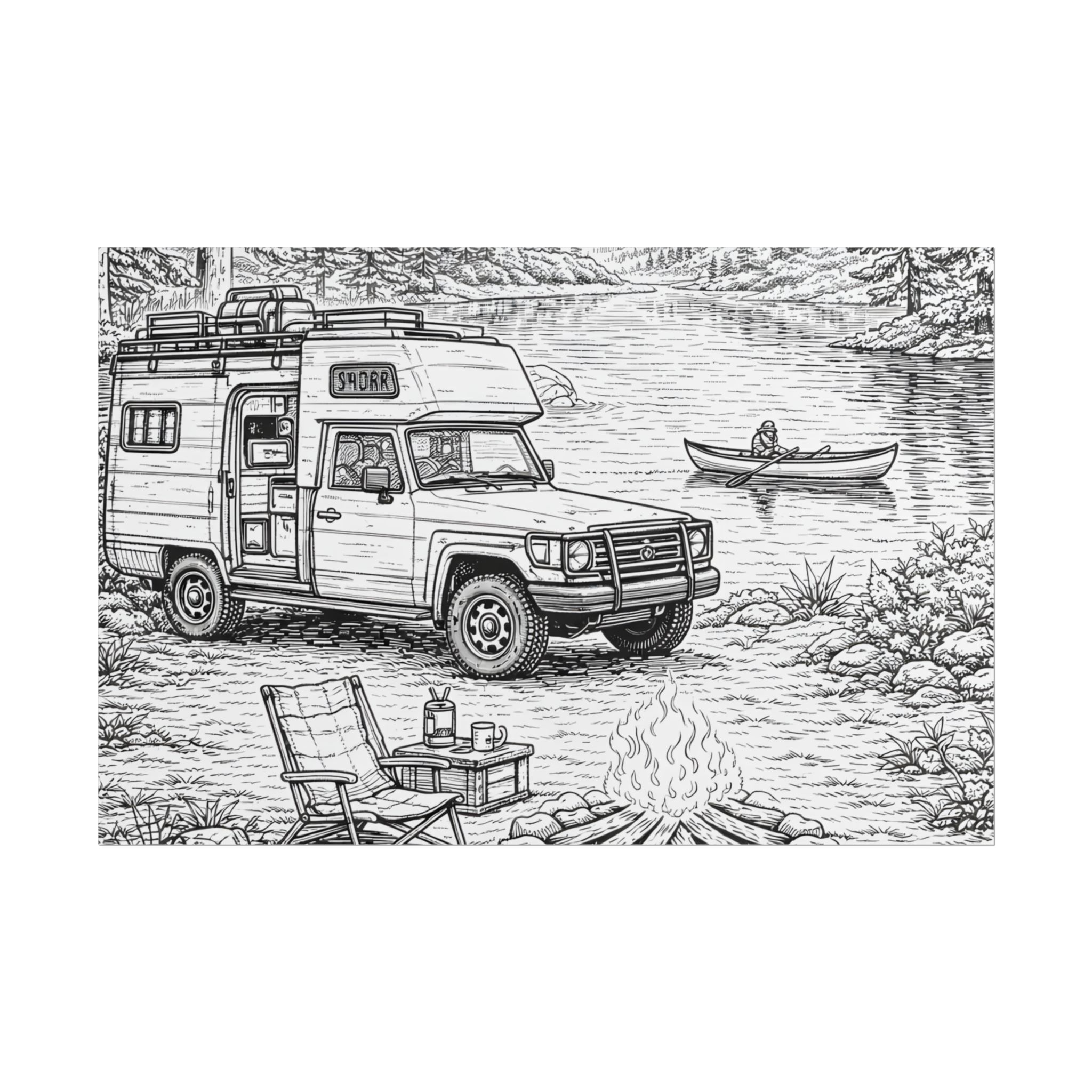 Campervan Poster — Vintage RV Camping Landscape Wall Art