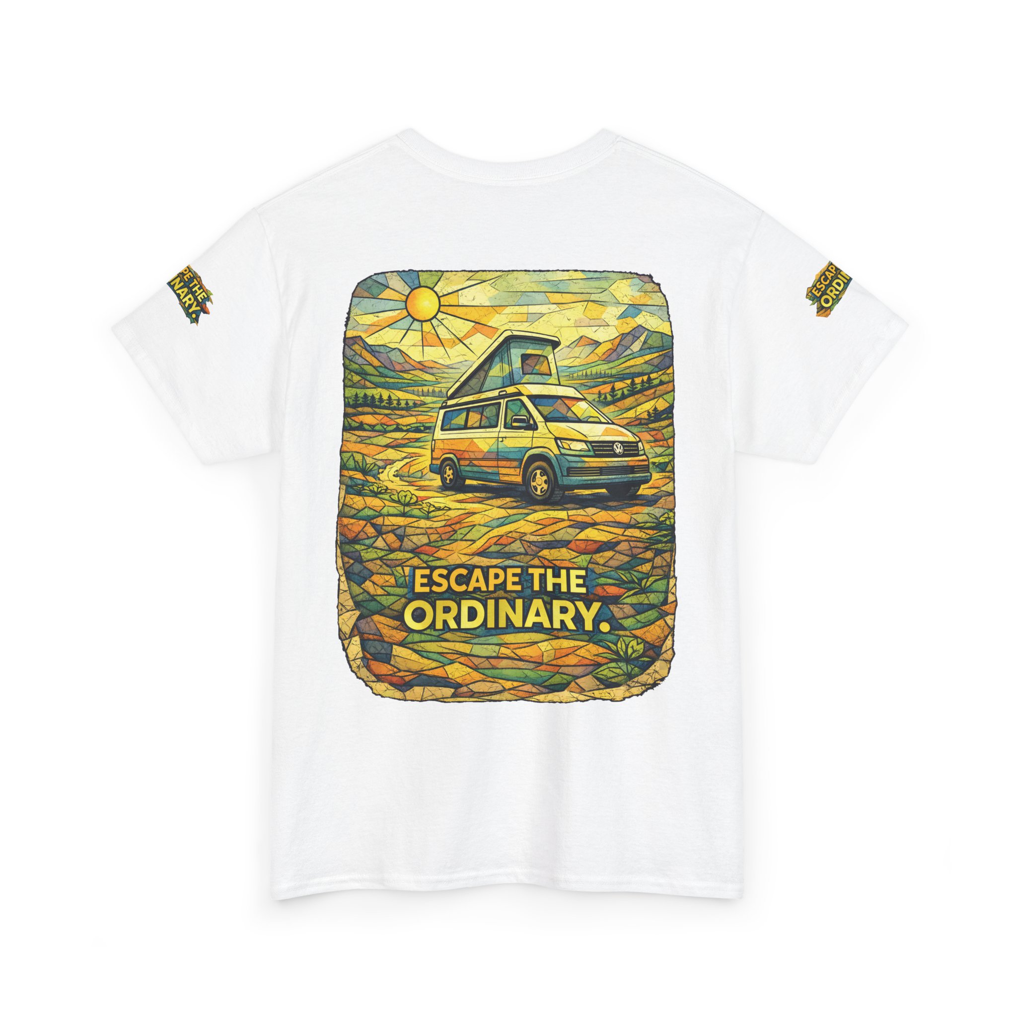 5367461175330968818_2048.jpeg Unisex Heavy Cotton Tee — "Escape The Ordinary" Design Cubic-Line