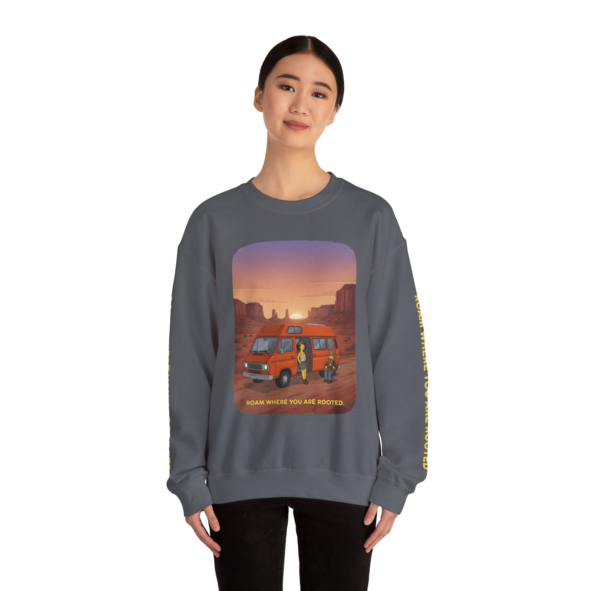 5370385441871275811_2048.jpeg Unisex Heavy Blend™ Crewneck Sweatshirt — "Roam Where You Are Rooted" Design Sitcom-Line