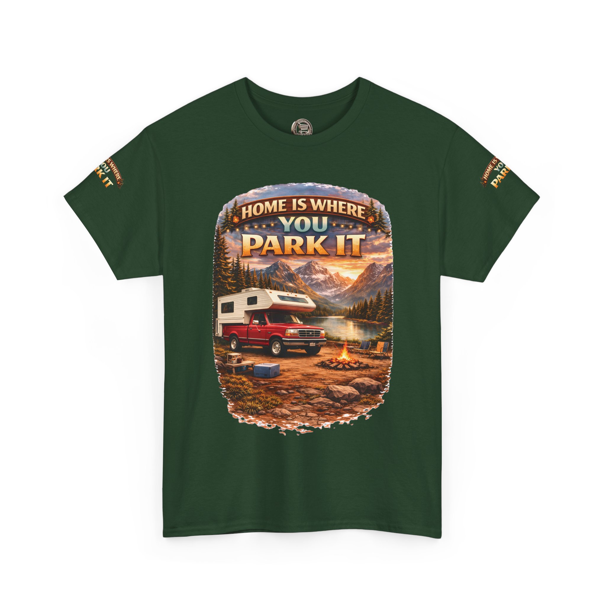 5377610977308550958_2048.jpeg Unisex Heavy Cotton Tee — "Home Is Where You Park It" Design Scenic-Line