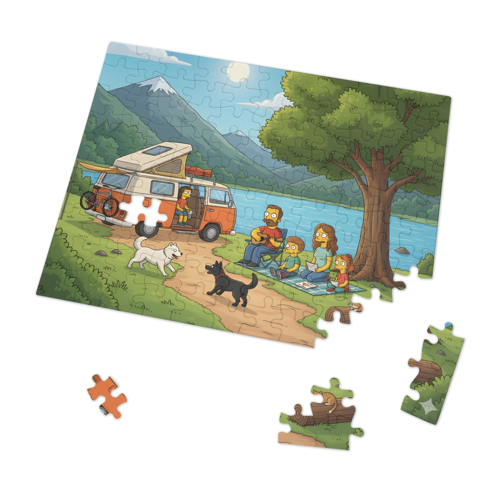 Jigsaw Puzzle with Tin — Scenic Campervan Lake